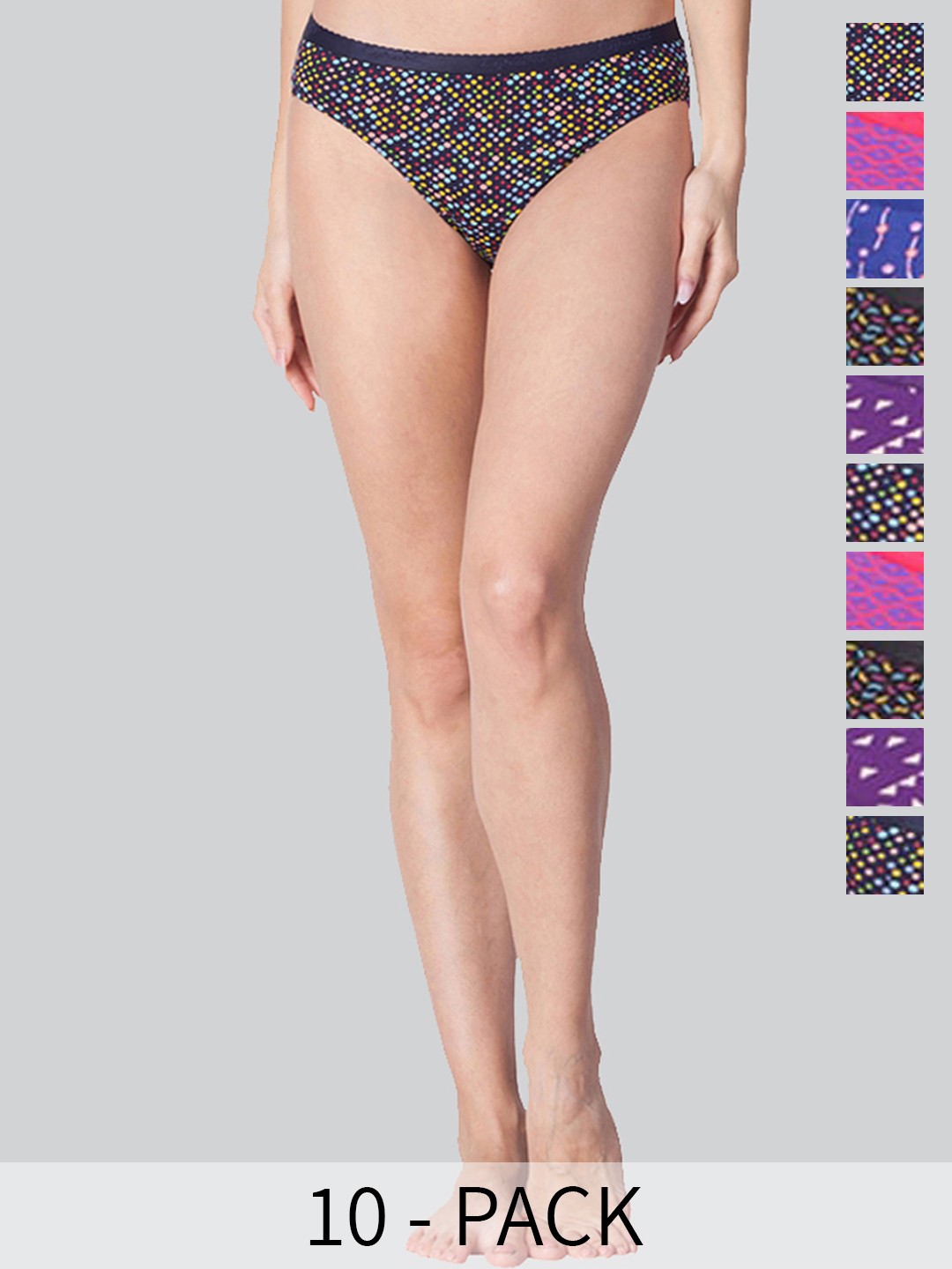 

LYRA Pack Of 10 Assorted Printed Bikini Briefs