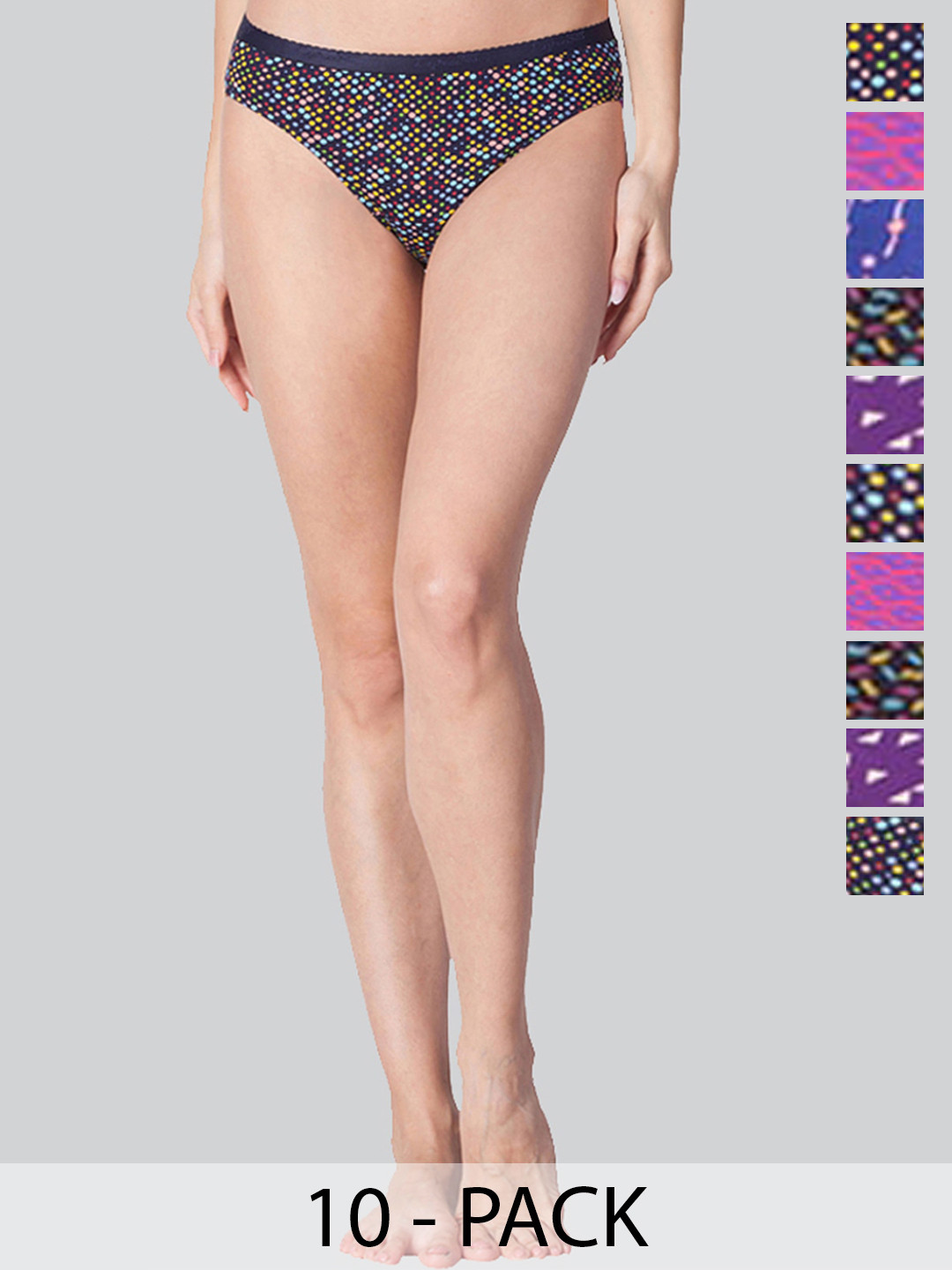 

LYRA Pack Of 10 Assorted Anti-Odour Mid-Rise Bikini Briefs
