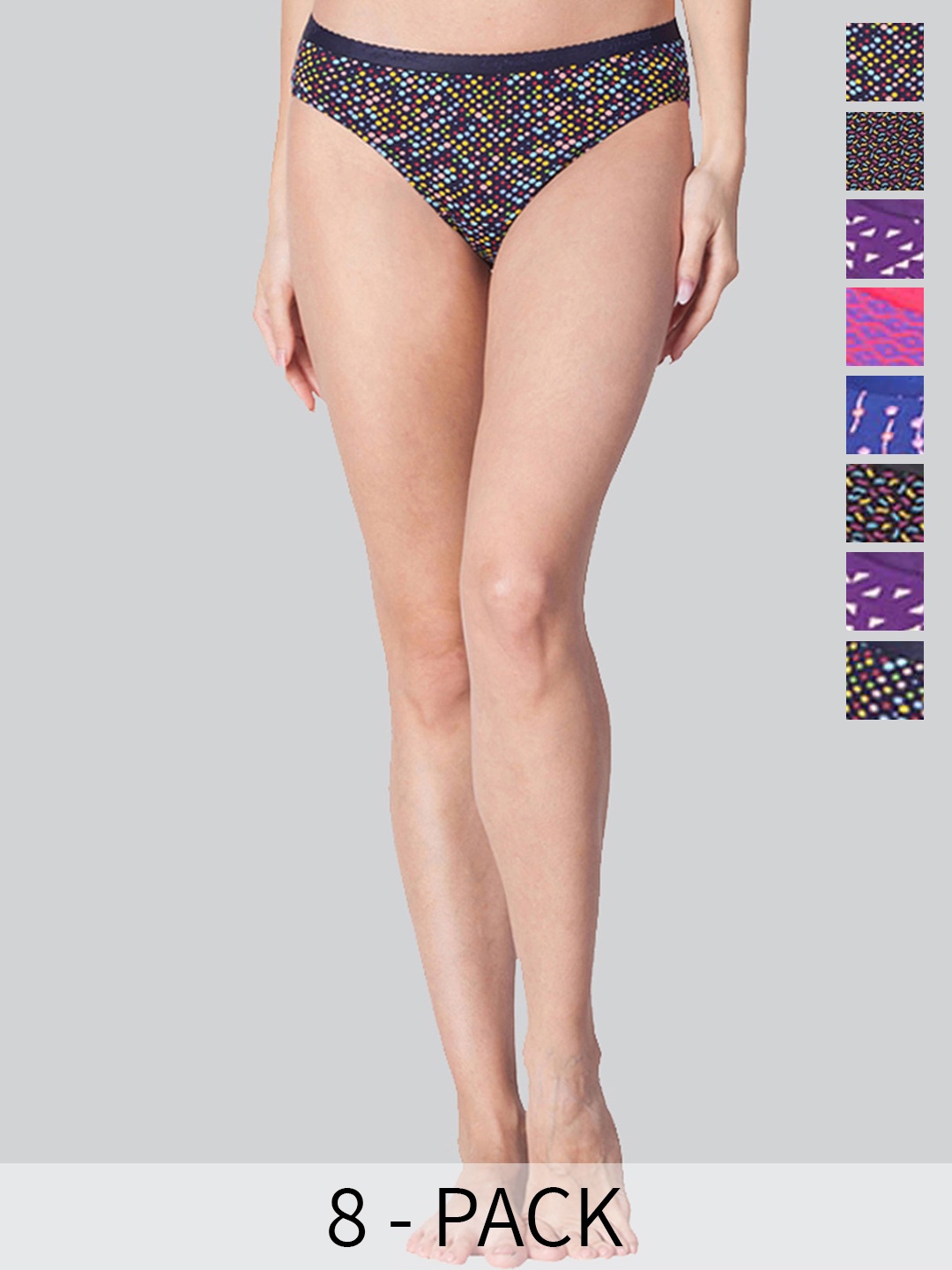 

LYRA Pack Of 8 Assorted Printed Bikini Briefs