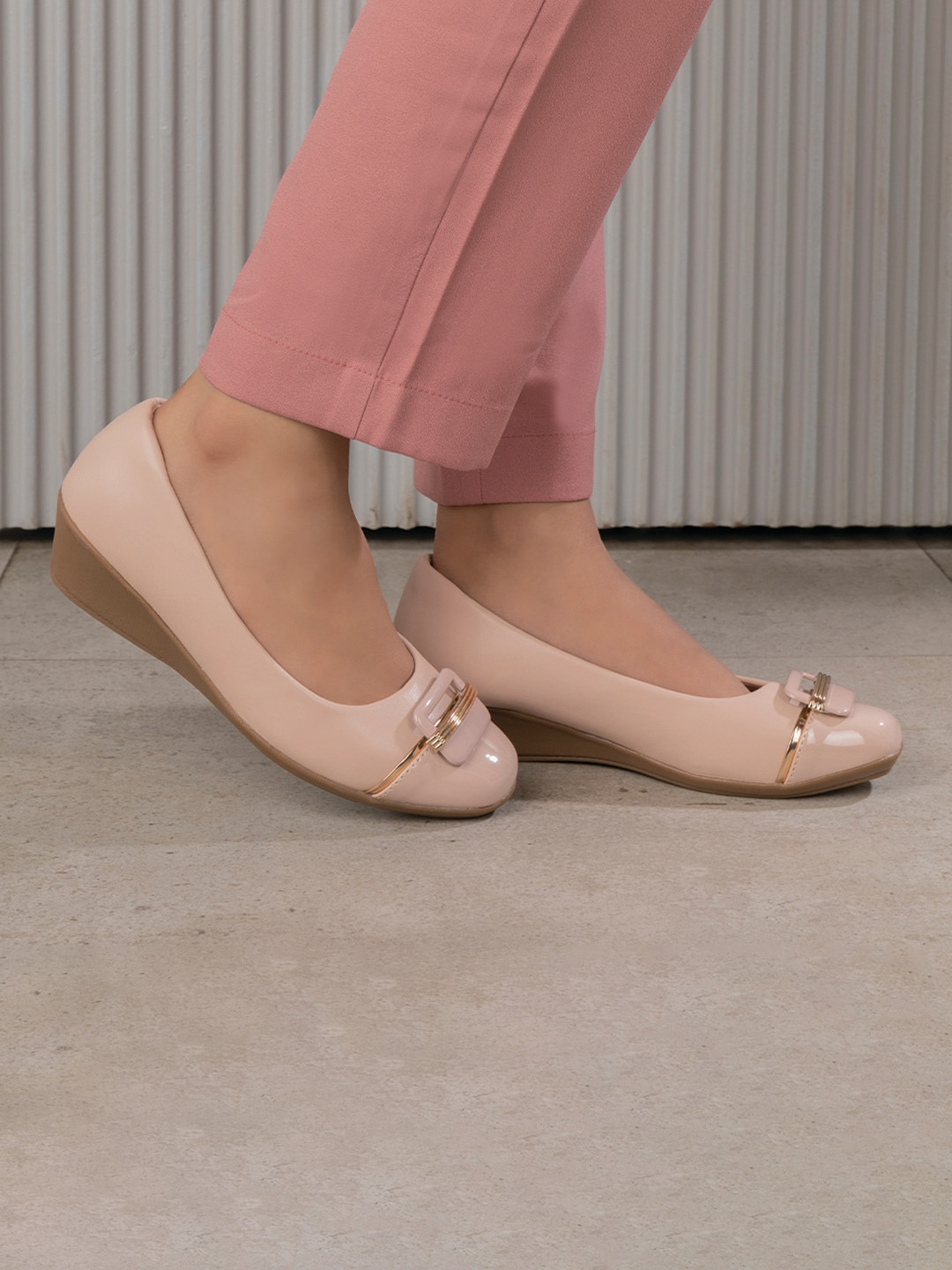 

Tresmode Wedge Round Toe Pumps, Beige