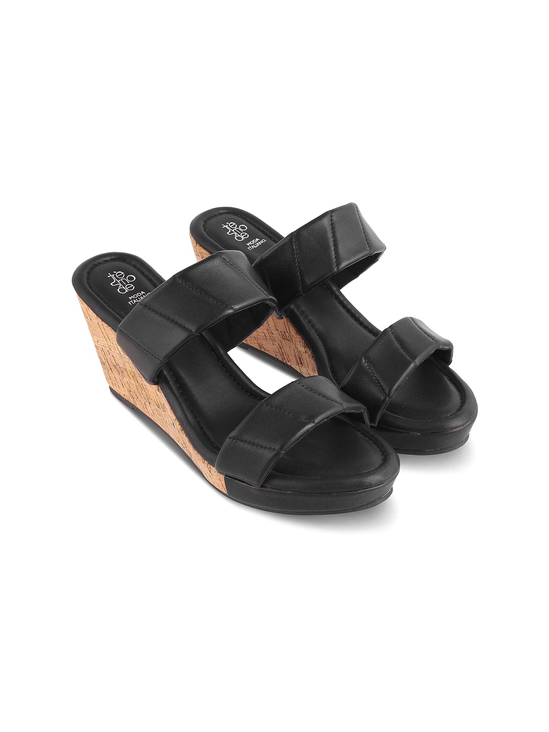 

Tresmode Open Toe Wedge Sandals, Black