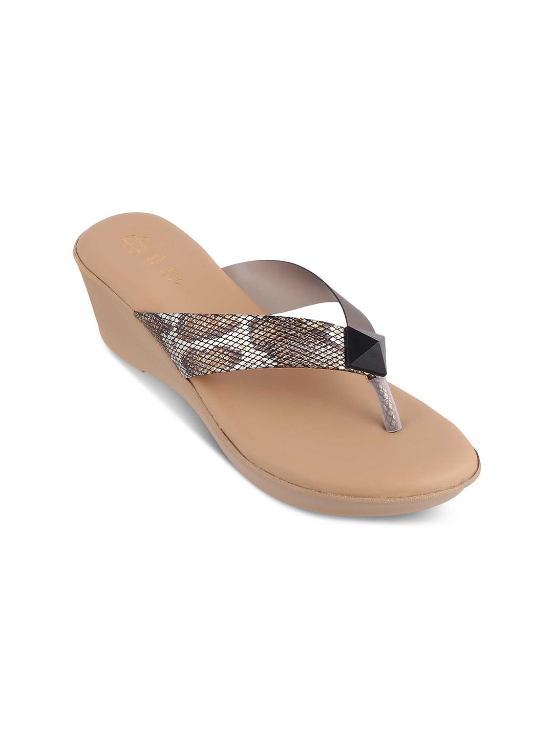 

Tresmode Printed Open Toe Wedge Heels, Beige