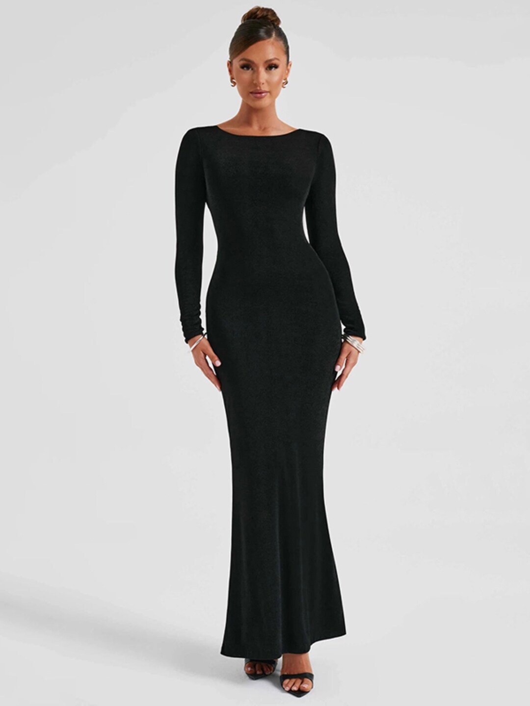 

Stylecast X KPOP Boat Neck Tie-Ups Detail Maxi Dress, Black
