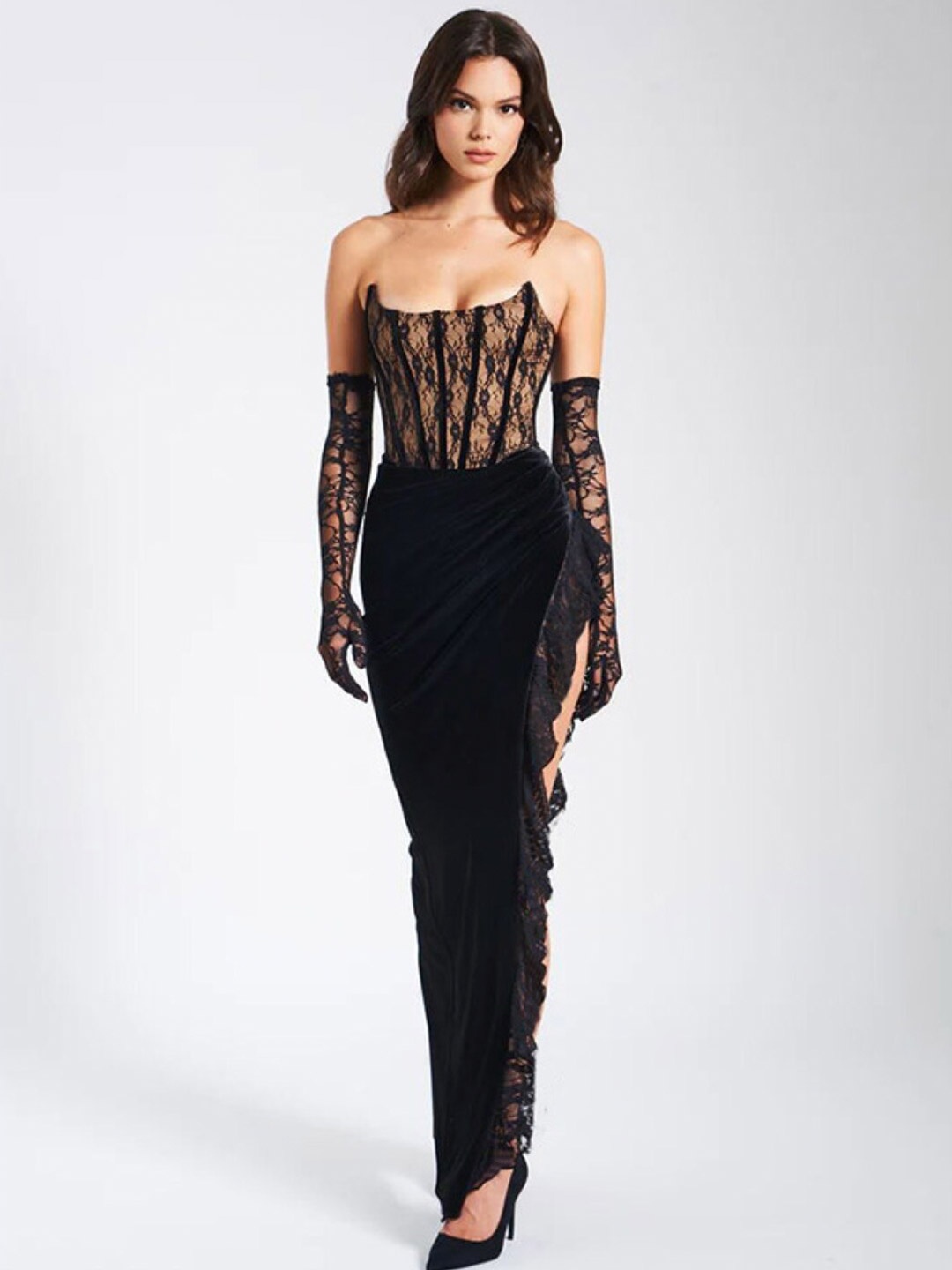 

Stylecast X KPOP Strapless Laced Maxi Dress, Black