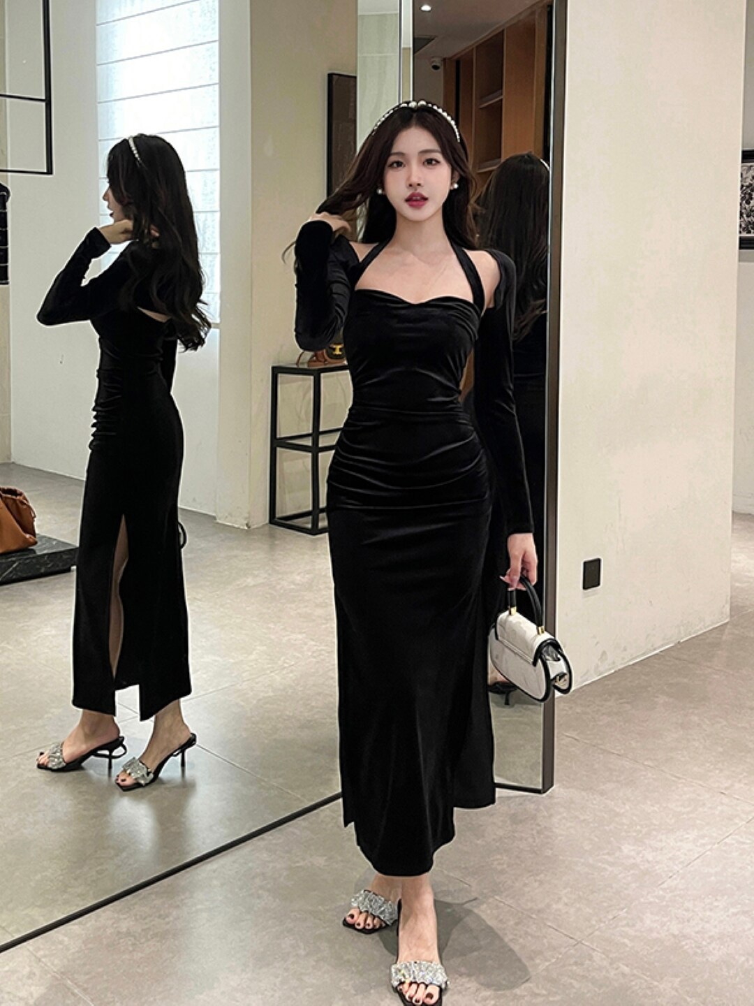 

Stylecast X KPOP Shoulder Straps Maxi Dress, Black