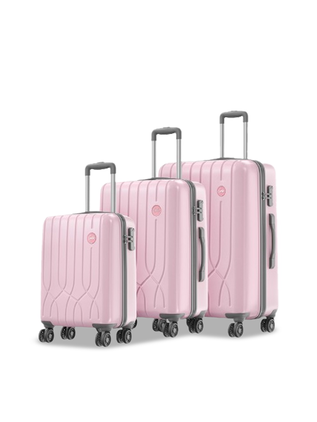 

Genie Swing Marshmallow Set Of 3 Pink Textured Hard Sided Trolley Bag -142 L