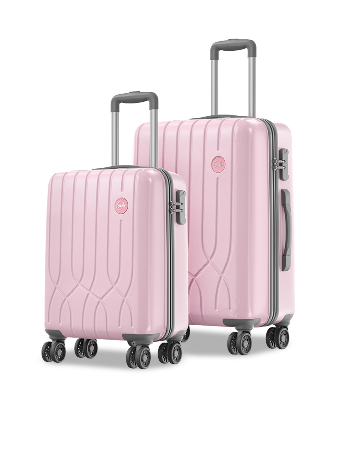 

Genie Swing Set Of 2 Hard-Sided Trolley Suitcases 94.0L, Pink