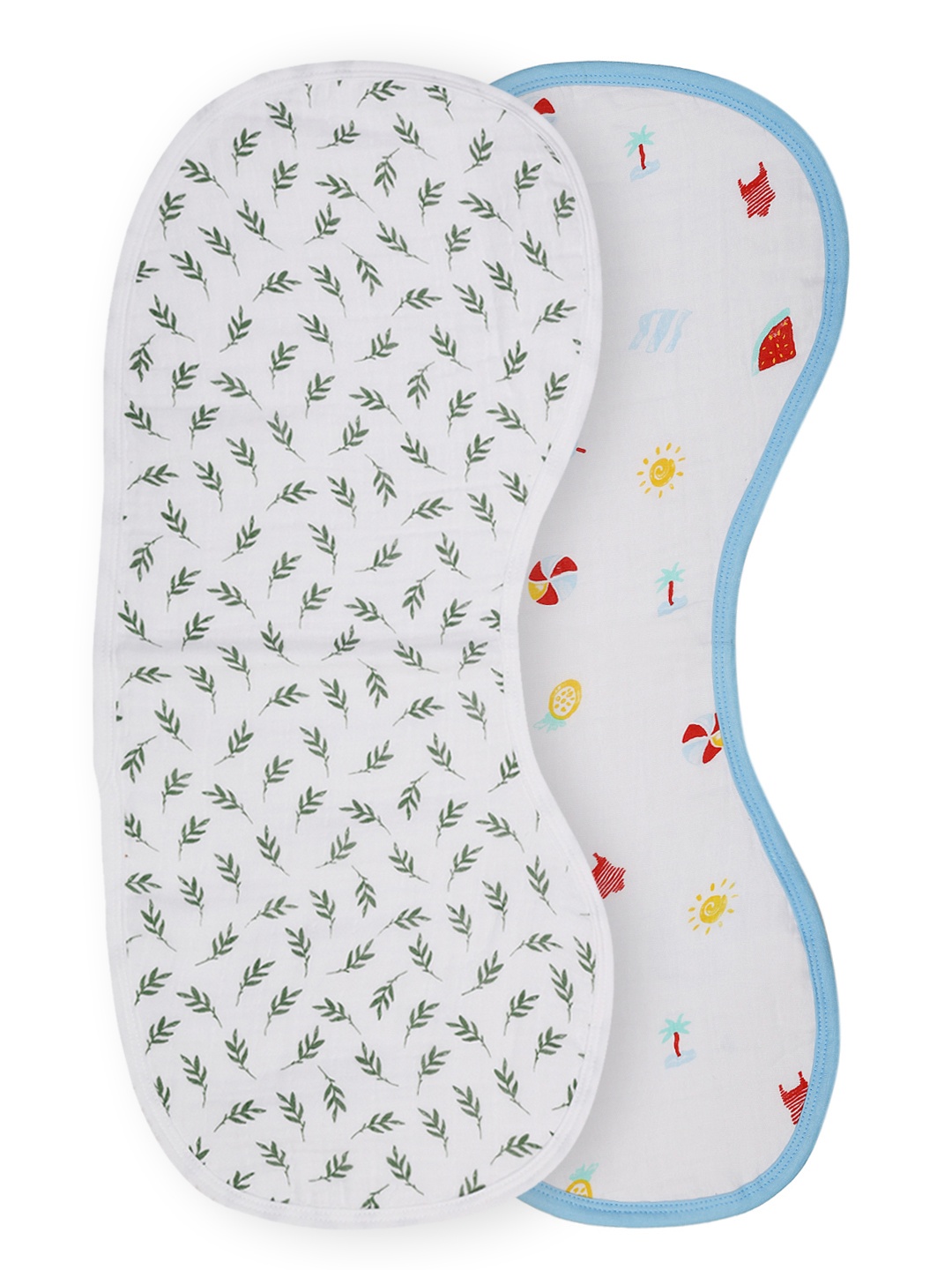 

THEONI Kids Pack of 2 Three-Layer Printed Cotton Muslin Burpy Bibs, White