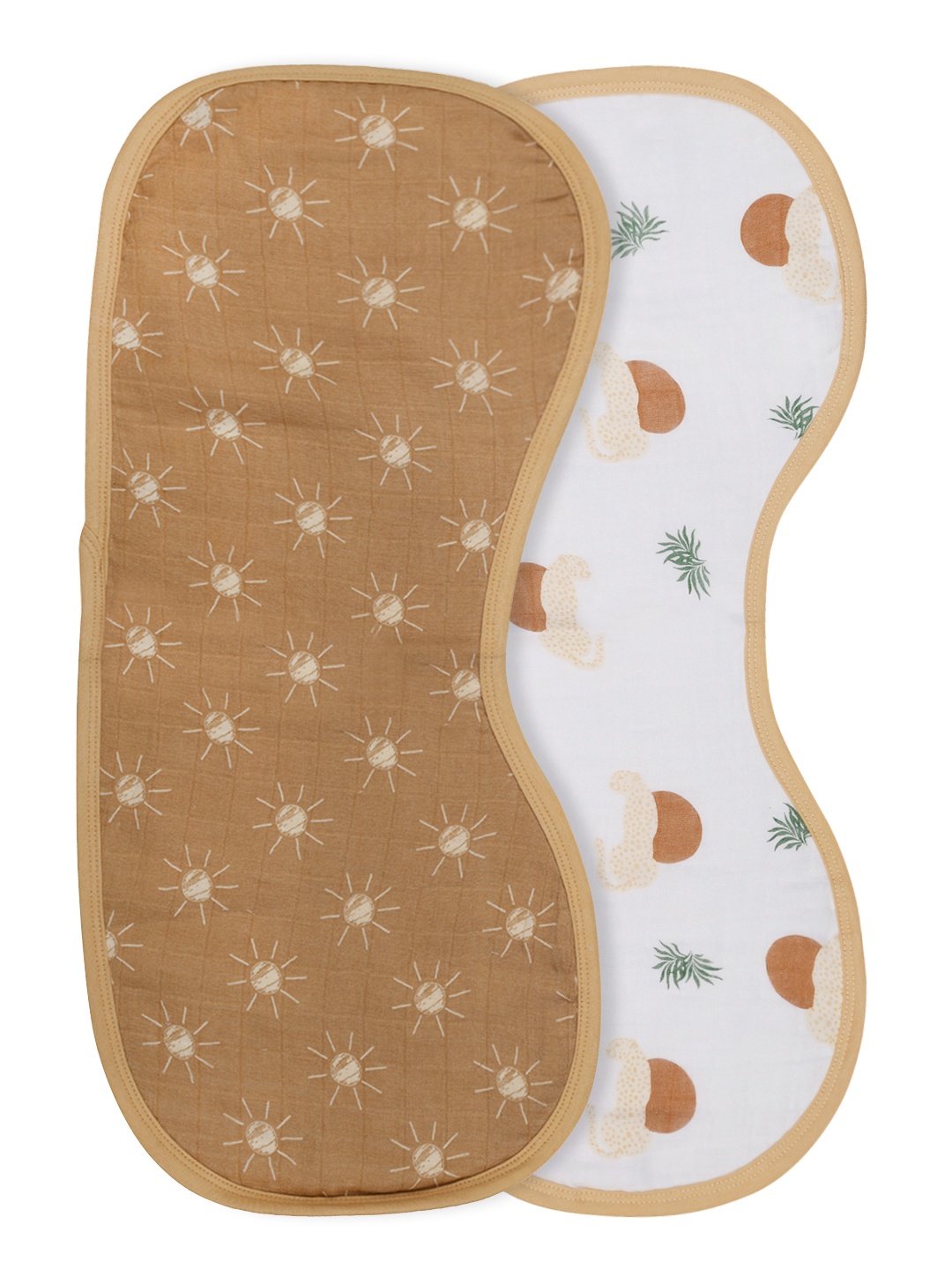 

THEONI Kids Pack of 2 Three-Layer Printed Cotton Muslin Burpy Bibs, White