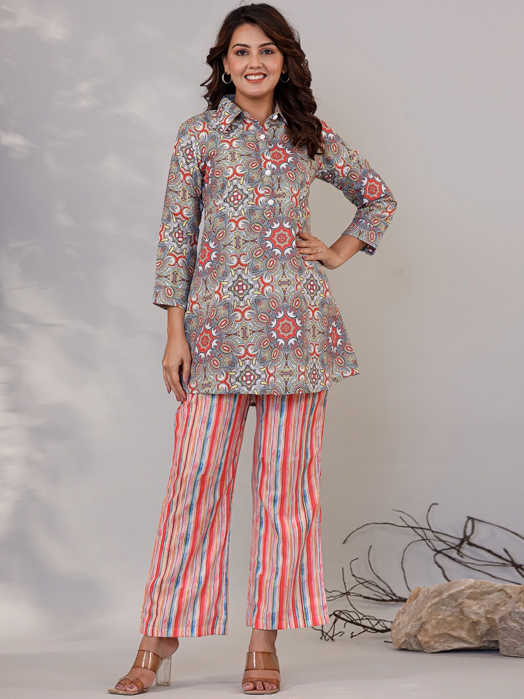 

LALI JAIPUR Printed Linen Tunic With Trousers Co-Ords, Black