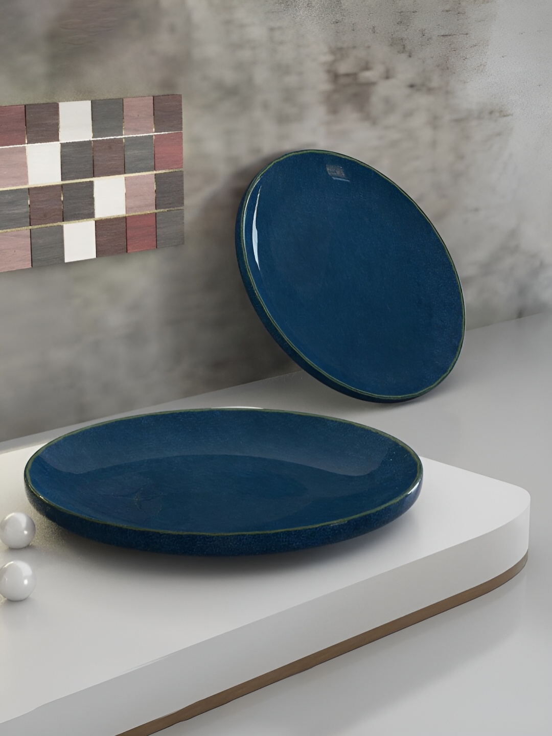 

The Earth Store Glam Blue & Green 2 Pieces Ceramic Glossy Plates