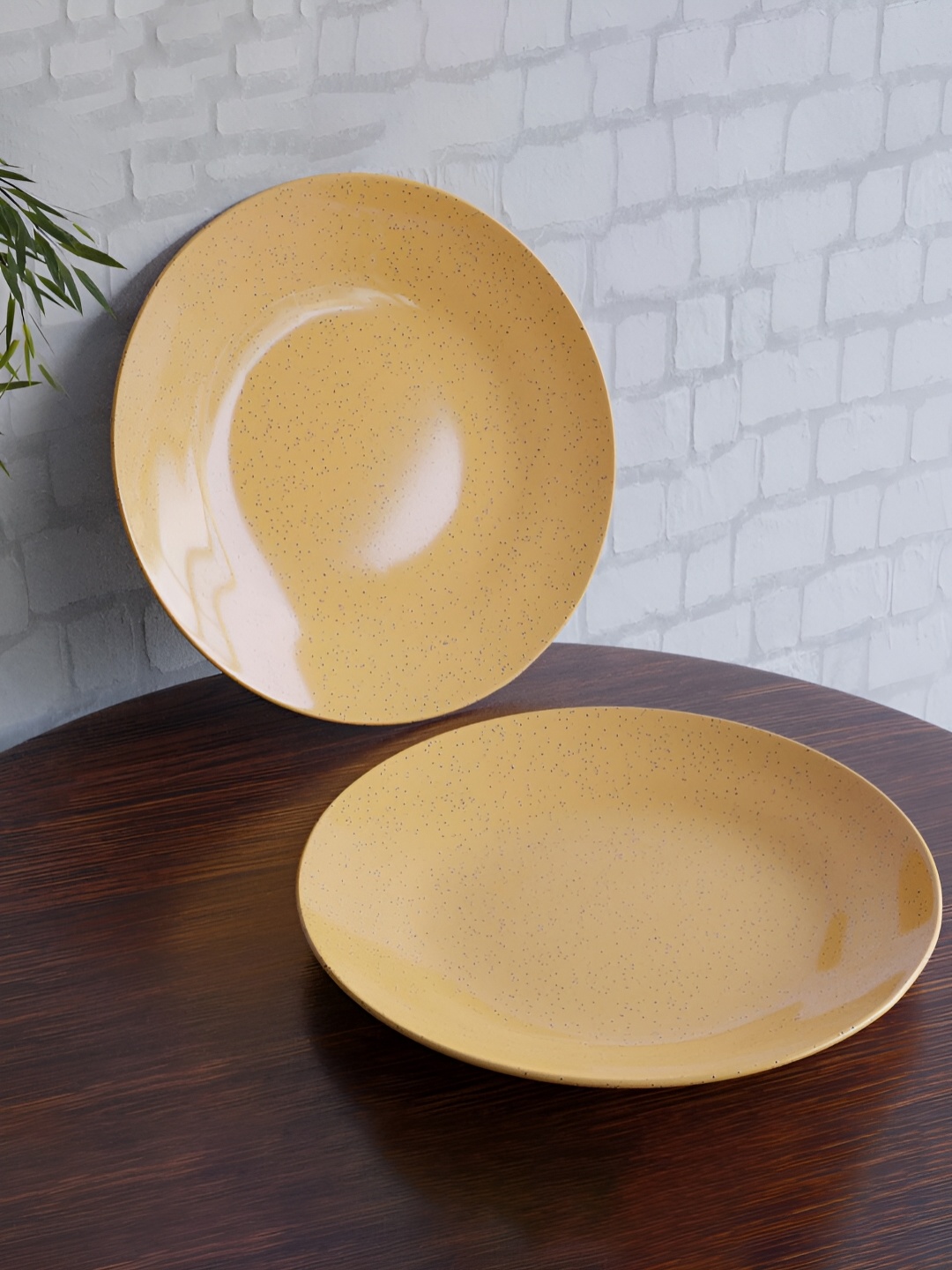 

The Earth Store Mustard & Blue 2 Pieces Textured Ceramic Glossy Plates