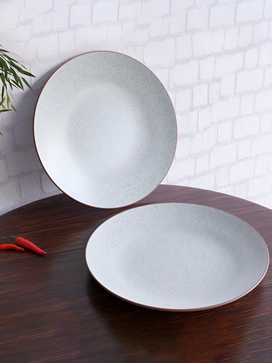 

The Earth Store White & Blue 2 Pieces Textured Ceramic Matte Plates