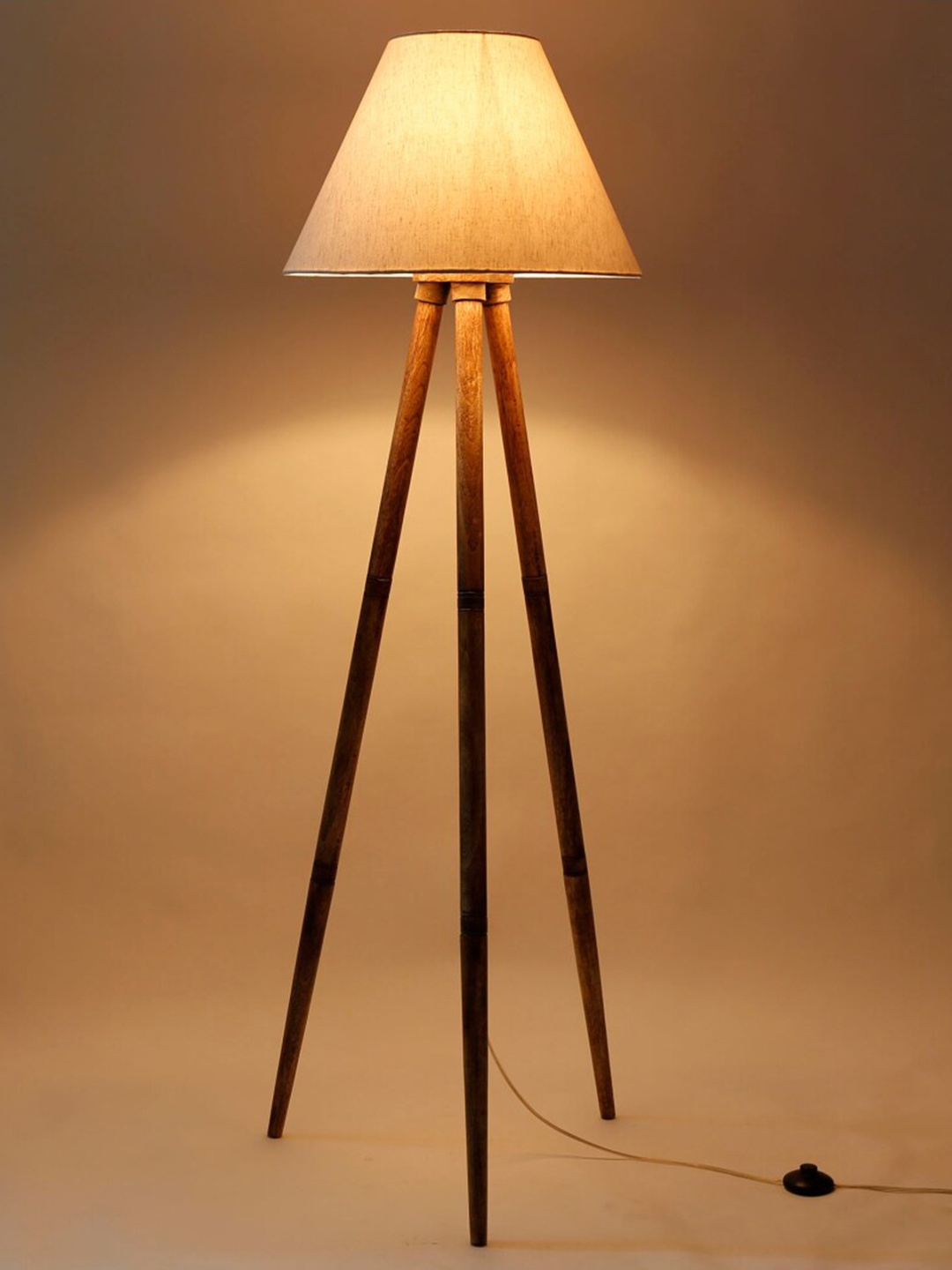 

Craftter White & Brown Frustum Shape Antique Floor Lamp With Tripod Wooden Base