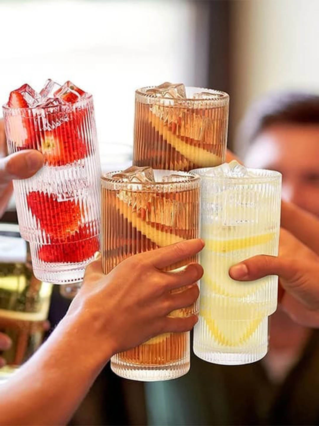 

MELBIFY Transparent 6 Pieces Ribbed Water or Juice Glass - 330 ml