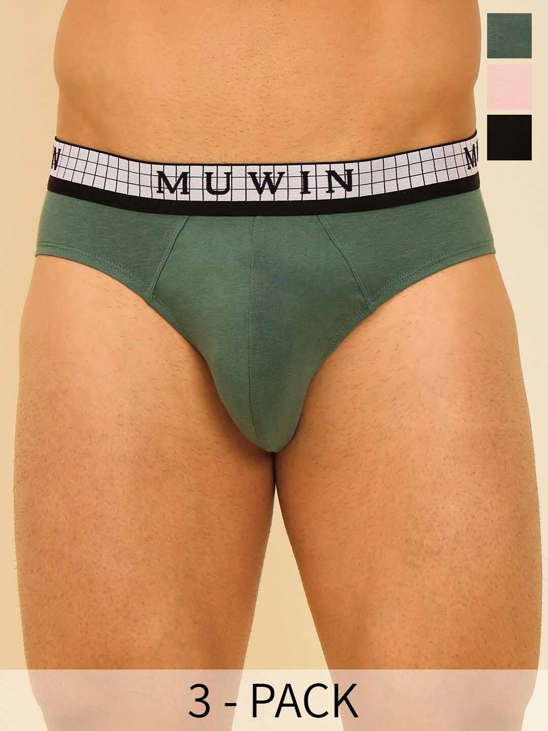 

MUWIN Pack of 3 Cotton Modal Bikini Briefs MRV-MU-BRIF-C09, Pink