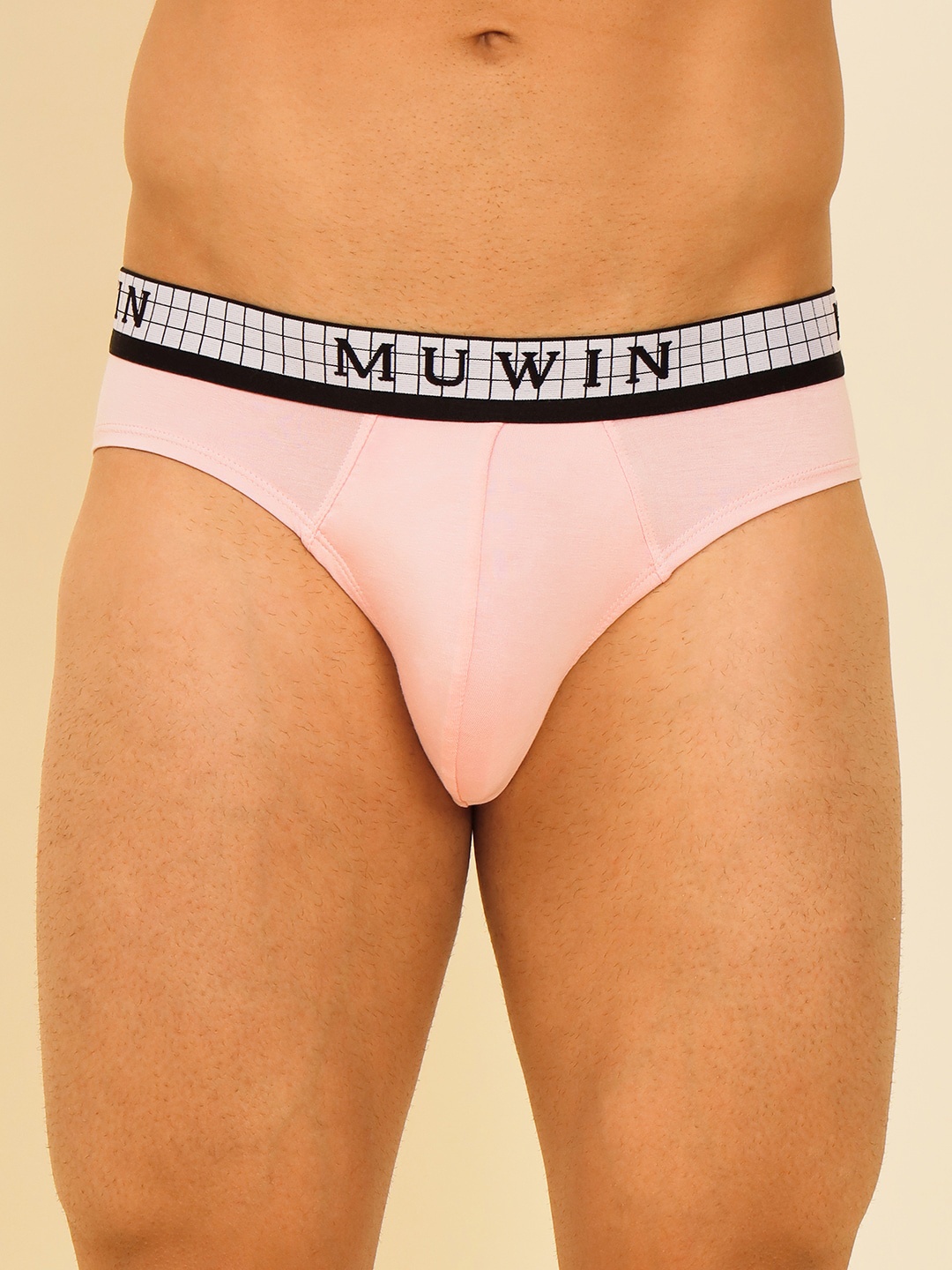 

MUWIN Brand Logo Printed Modal Cotton Basic Briefs MUGB101SMC, Pink