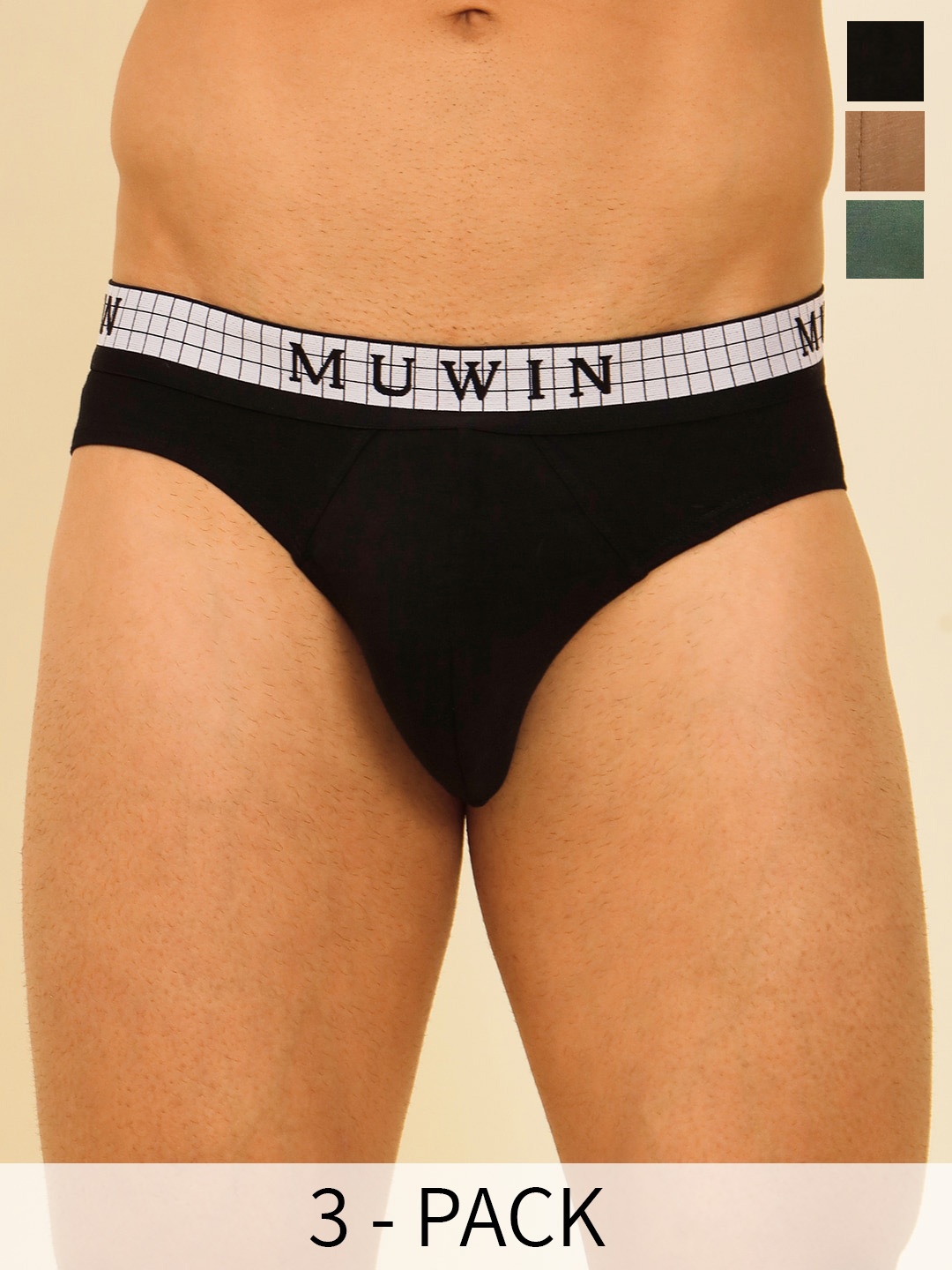 

MUWIN Pack of 3 Low-Rise Cotton Modal Bikini Briefs MRV-MU-BRIF-C01, Rose