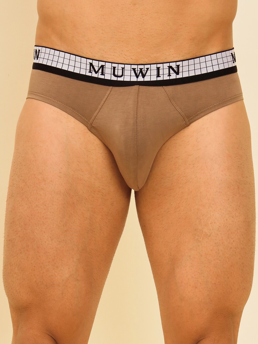 

MUWIN Mid-Rise Cotton Modal Hipster Briefs MUGB103SMC, Brown