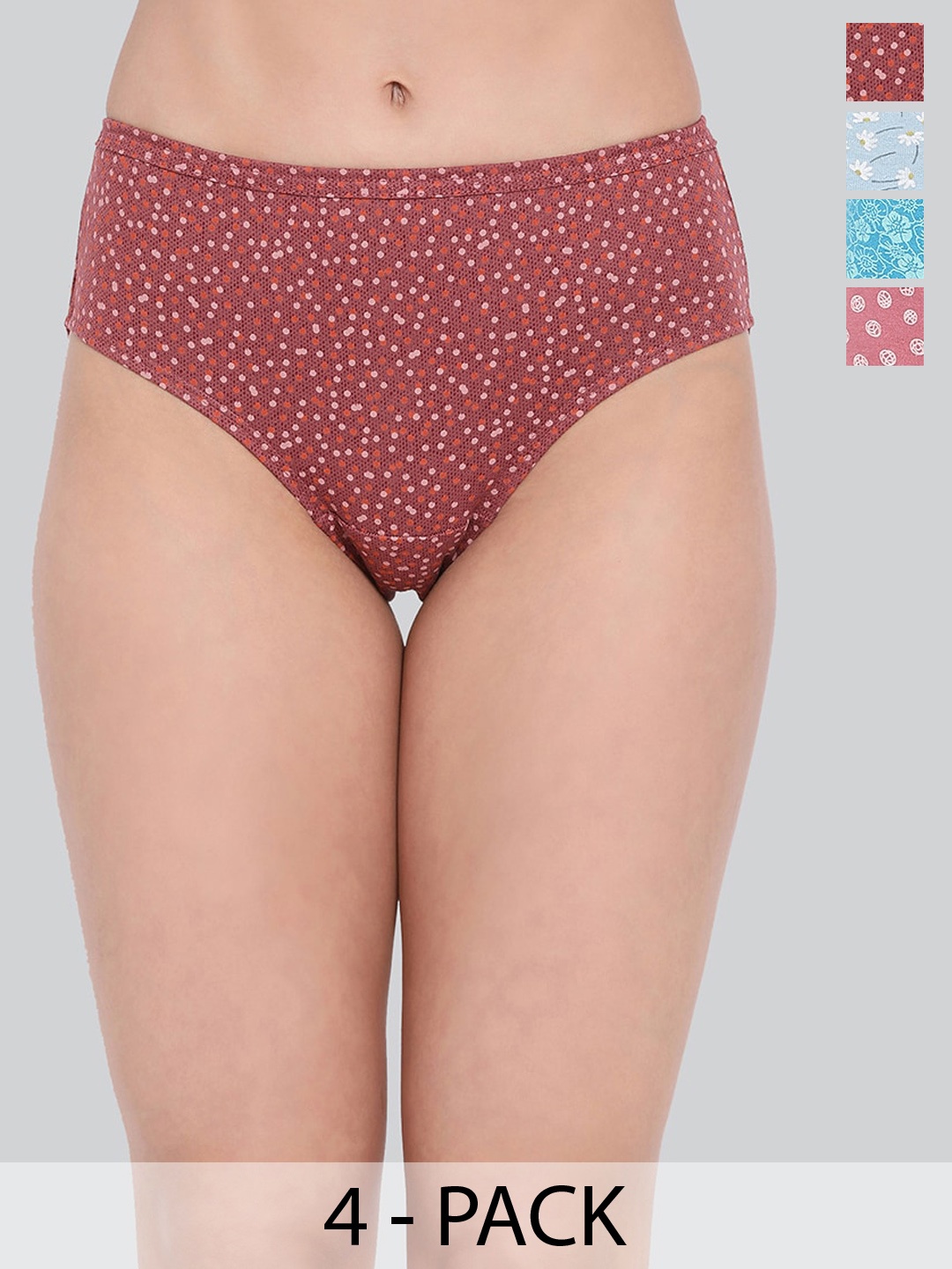 

LYRA Pack Of 4 Assorted Mid-Rise Anti-Odour Bikini Briefs