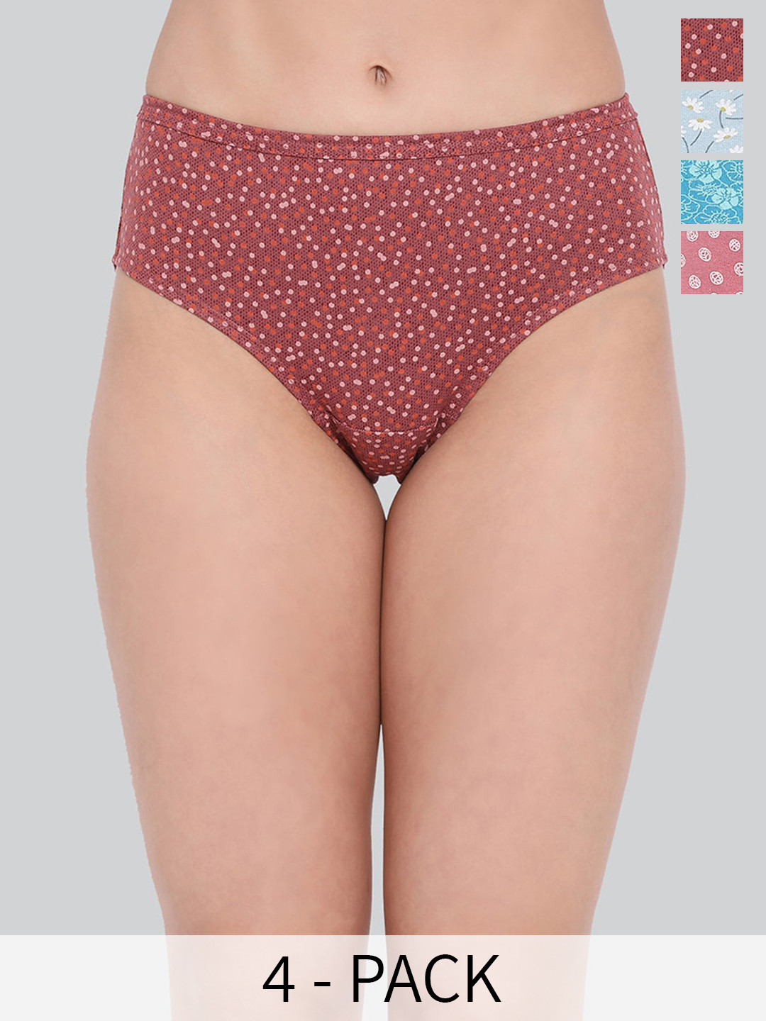 

LYRA Pack Of 4 Assorted Printed Hipster Briefs