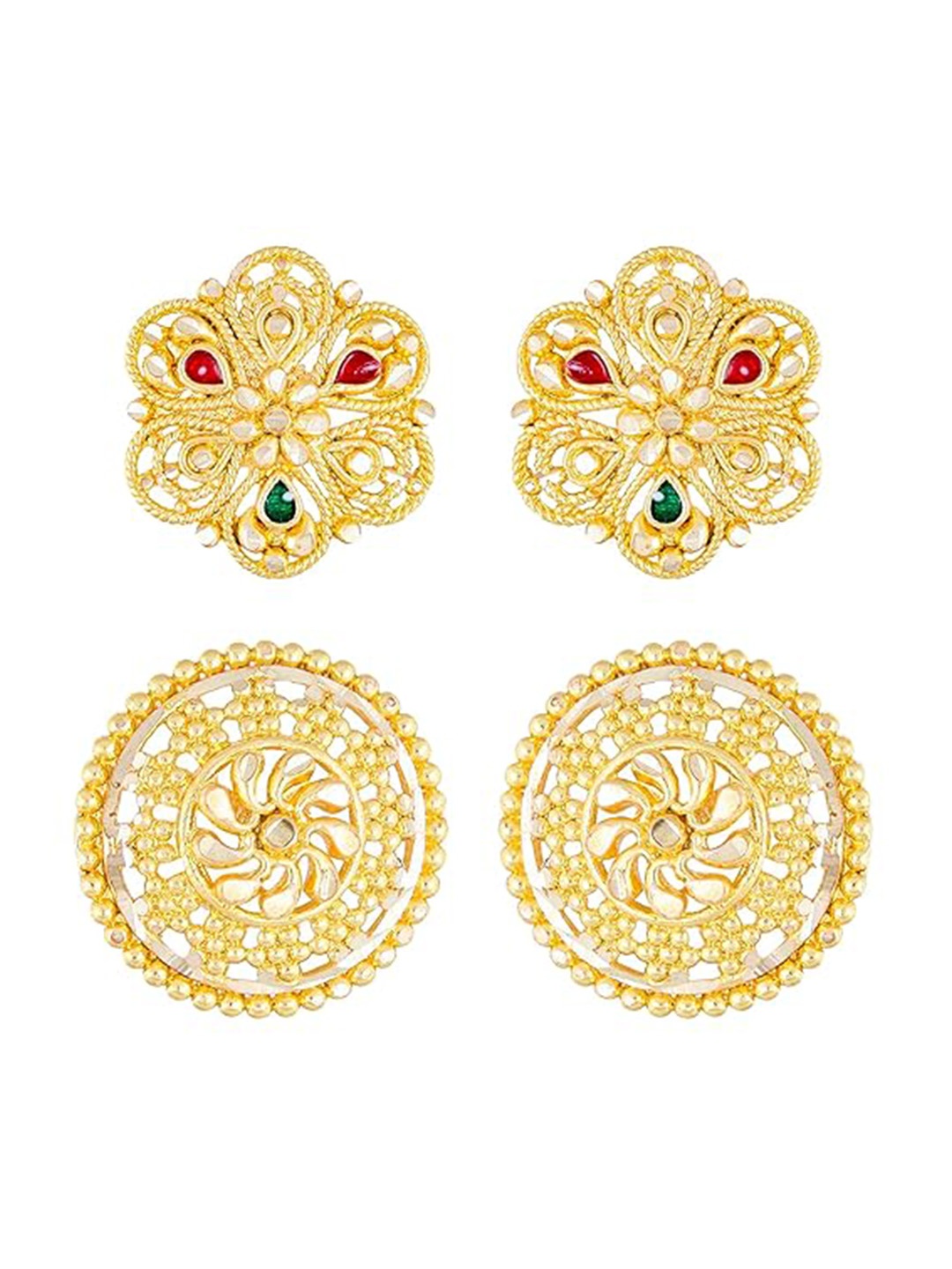 

Vighnaharta Set Of 2 Gold-Plated Contemporary Studs Earrings