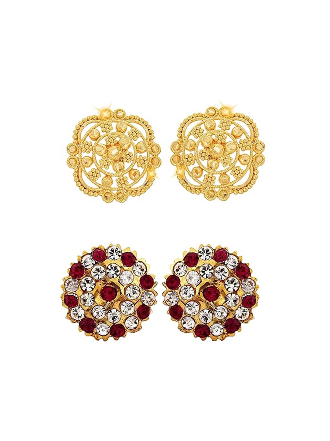 

Vighnaharta Set Of 2 Gold Plated Cubic Zirconia Studs