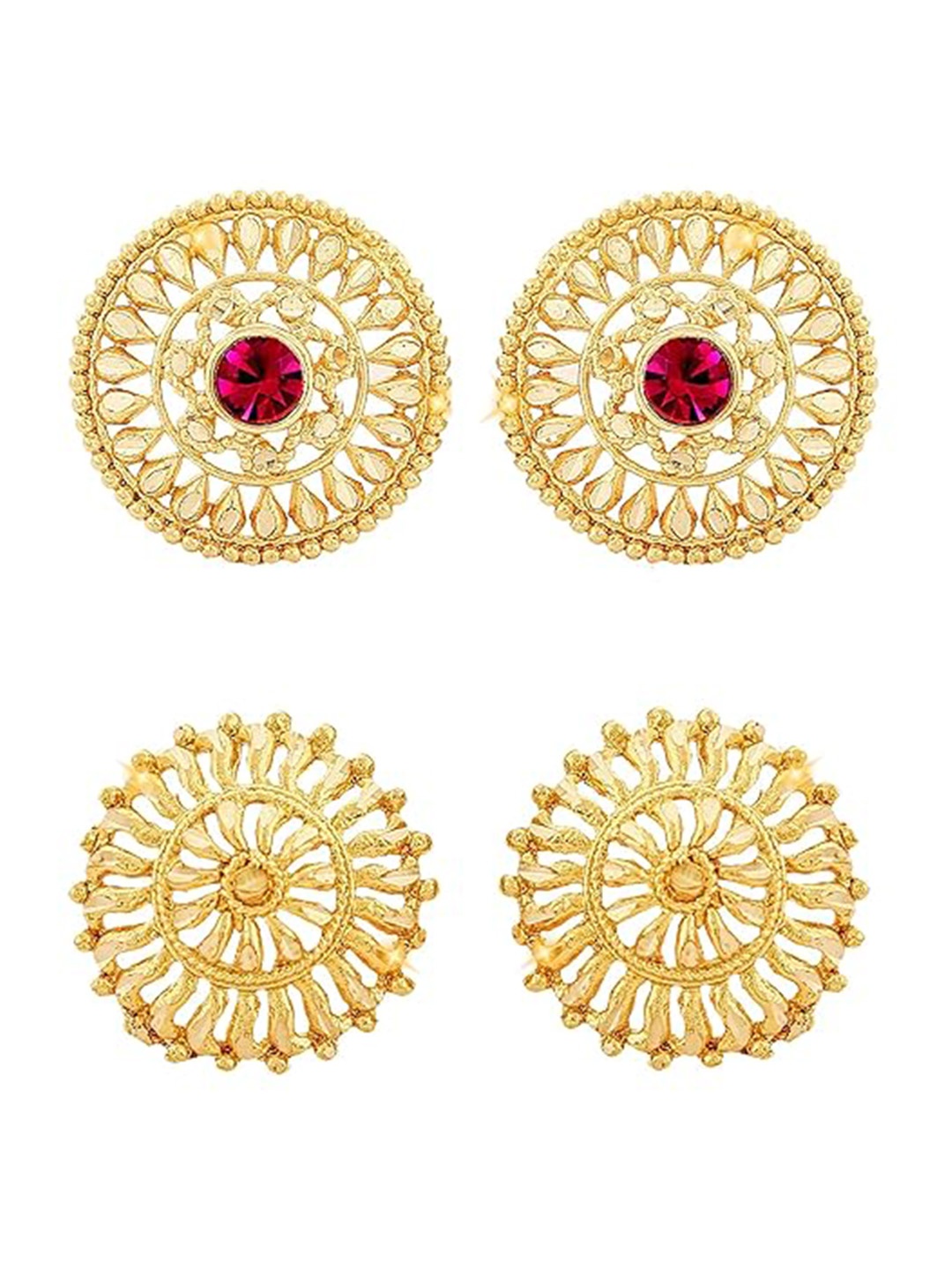 

Vighnaharta Set Of 2 Gold-Plated Studs Earrings