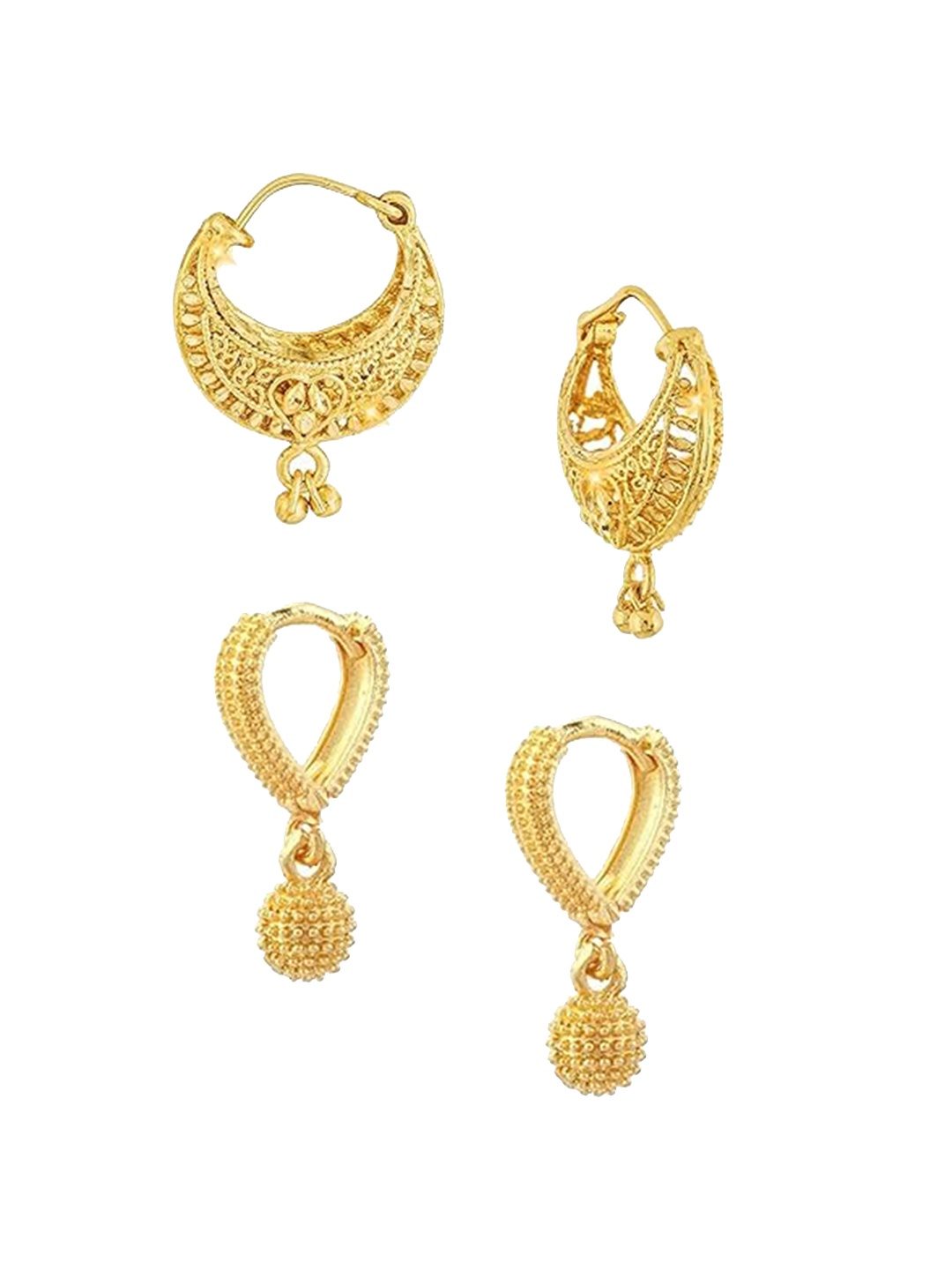 

Vighnaharta Set Of 2 Gold-Plated Hoop Earrings