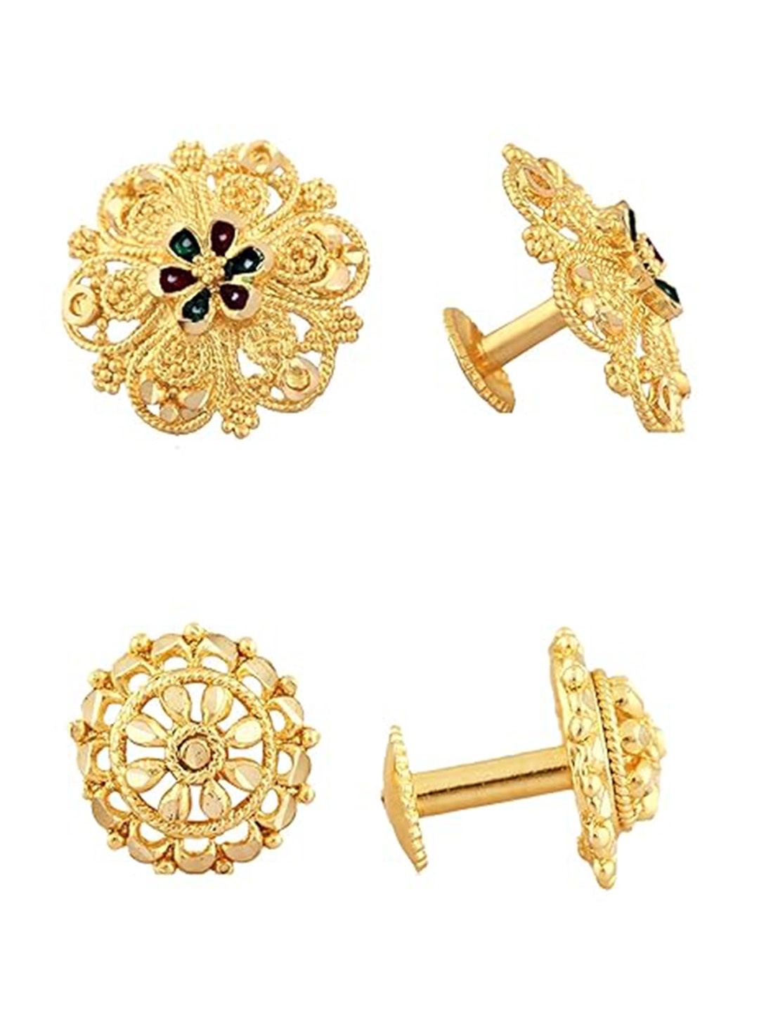 

Vighnaharta Set Of 2 Gold-Plated Studs Earrings