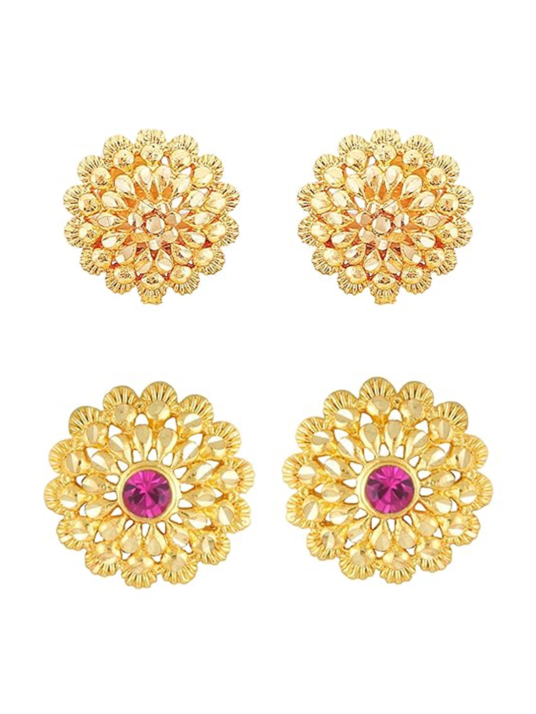 

Vighnaharta Pack Of 2 Gold-Plated Studs Earrings