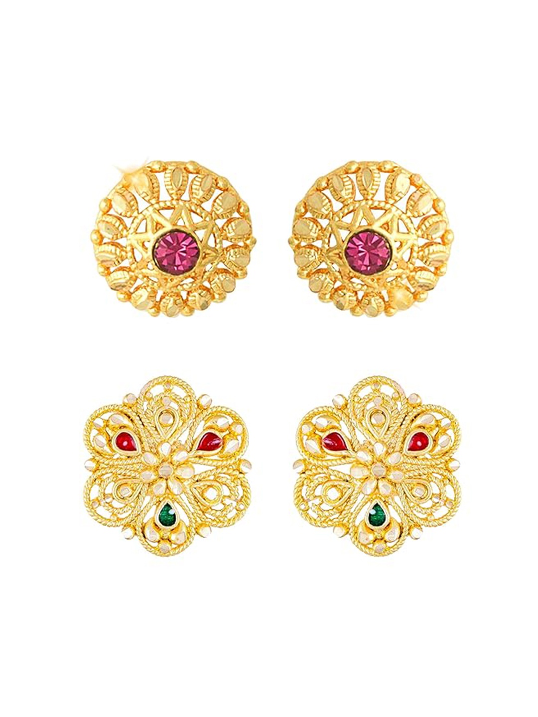 

Vighnaharta Set Of 2 Gold-Plated Studs Earrings