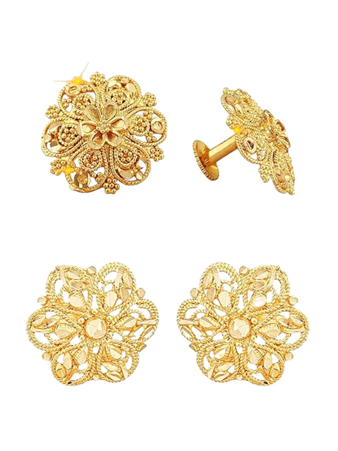 

Vighnaharta Set Of 2 Gold-Plated Brass Contemporary Studs Earrings