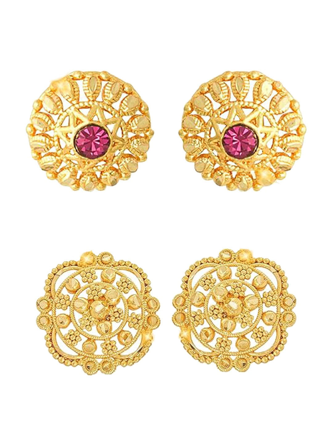 

Vighnaharta Set Of 2 Gold-Plated Studs Earrings