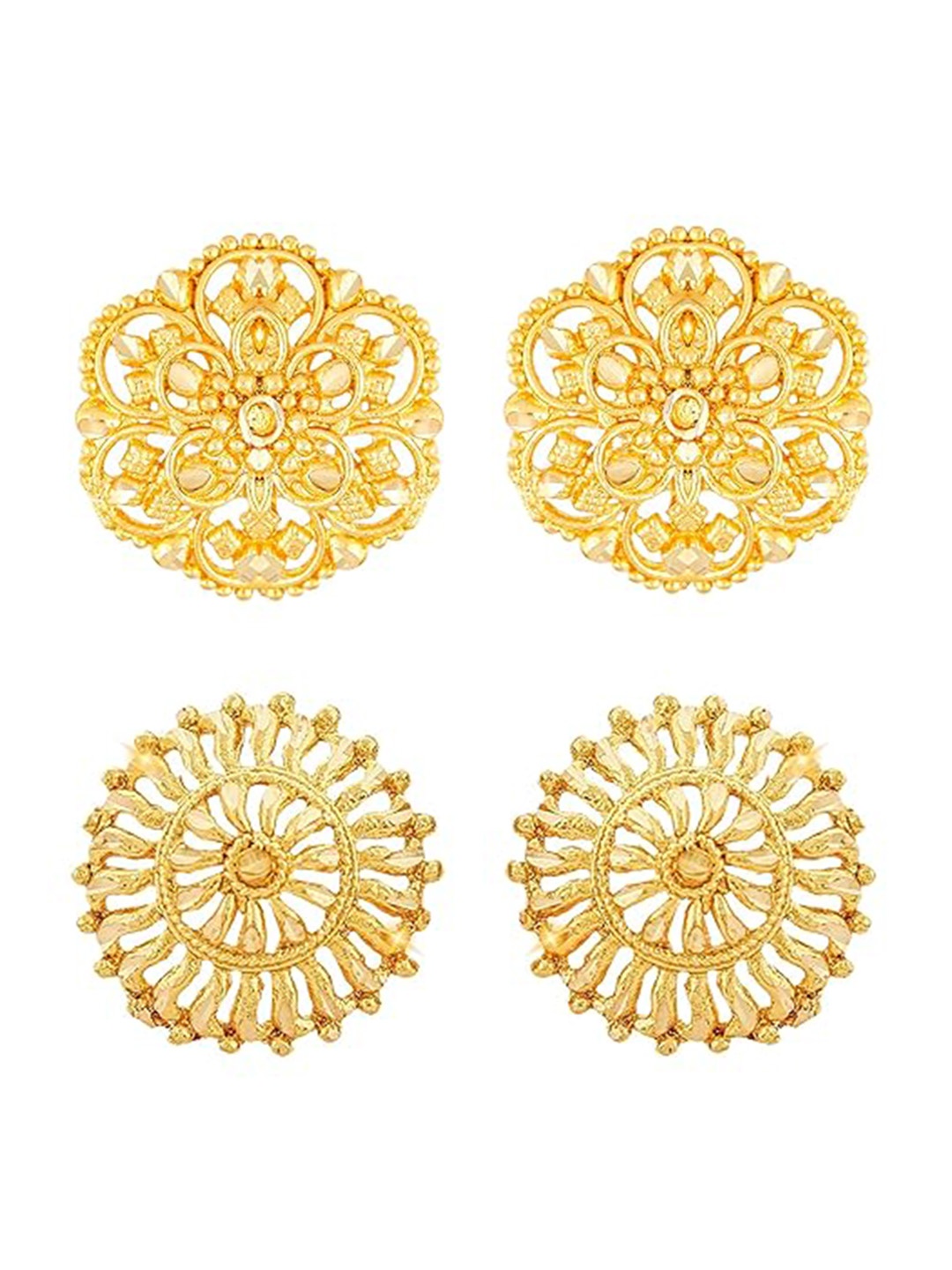 

Vighnaharta Set Of 2 Gold-Plated Contemporary Studs Earrings