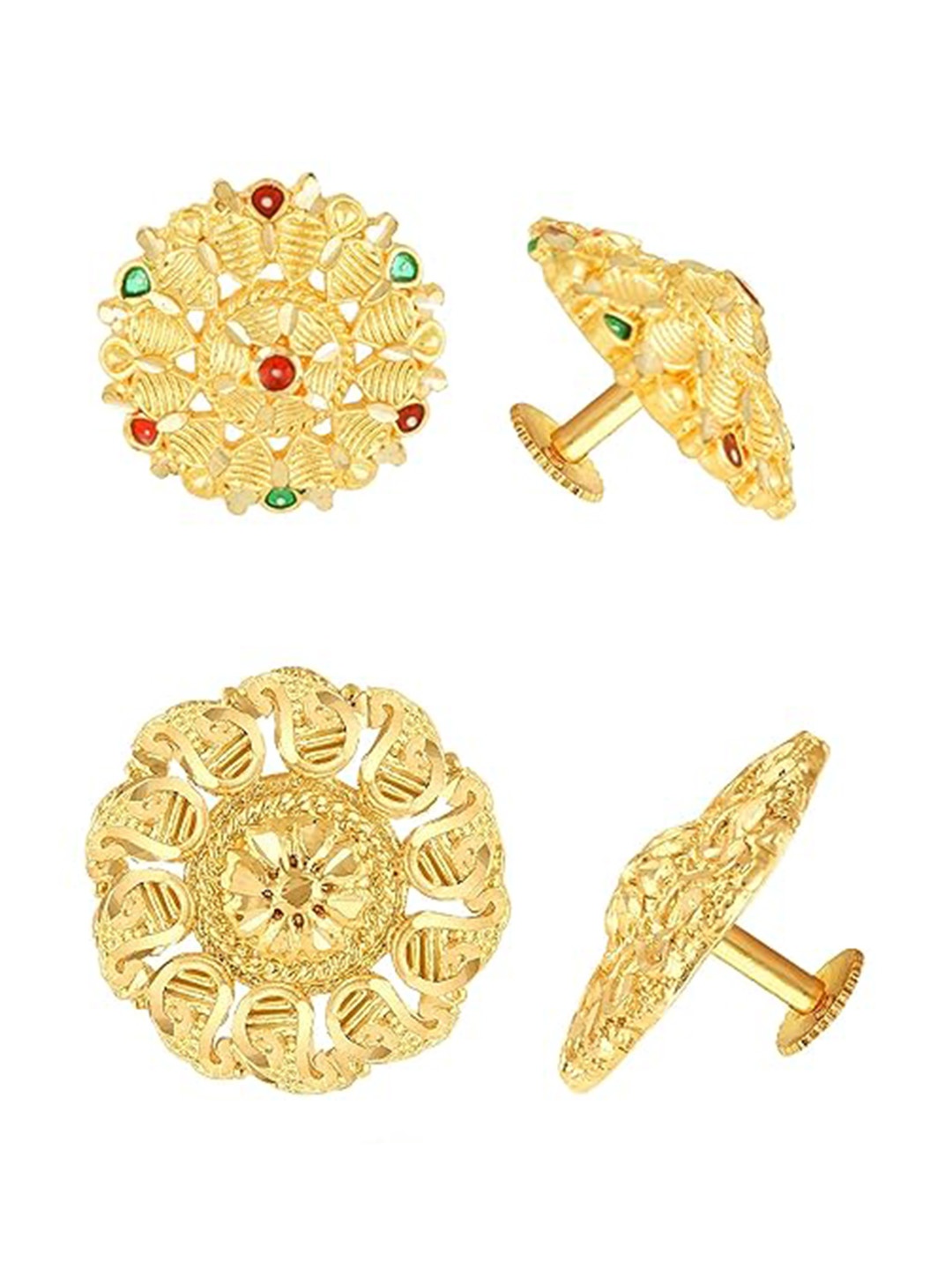 

Vighnaharta Set Of 2 Gold-Plated Studs Earrings