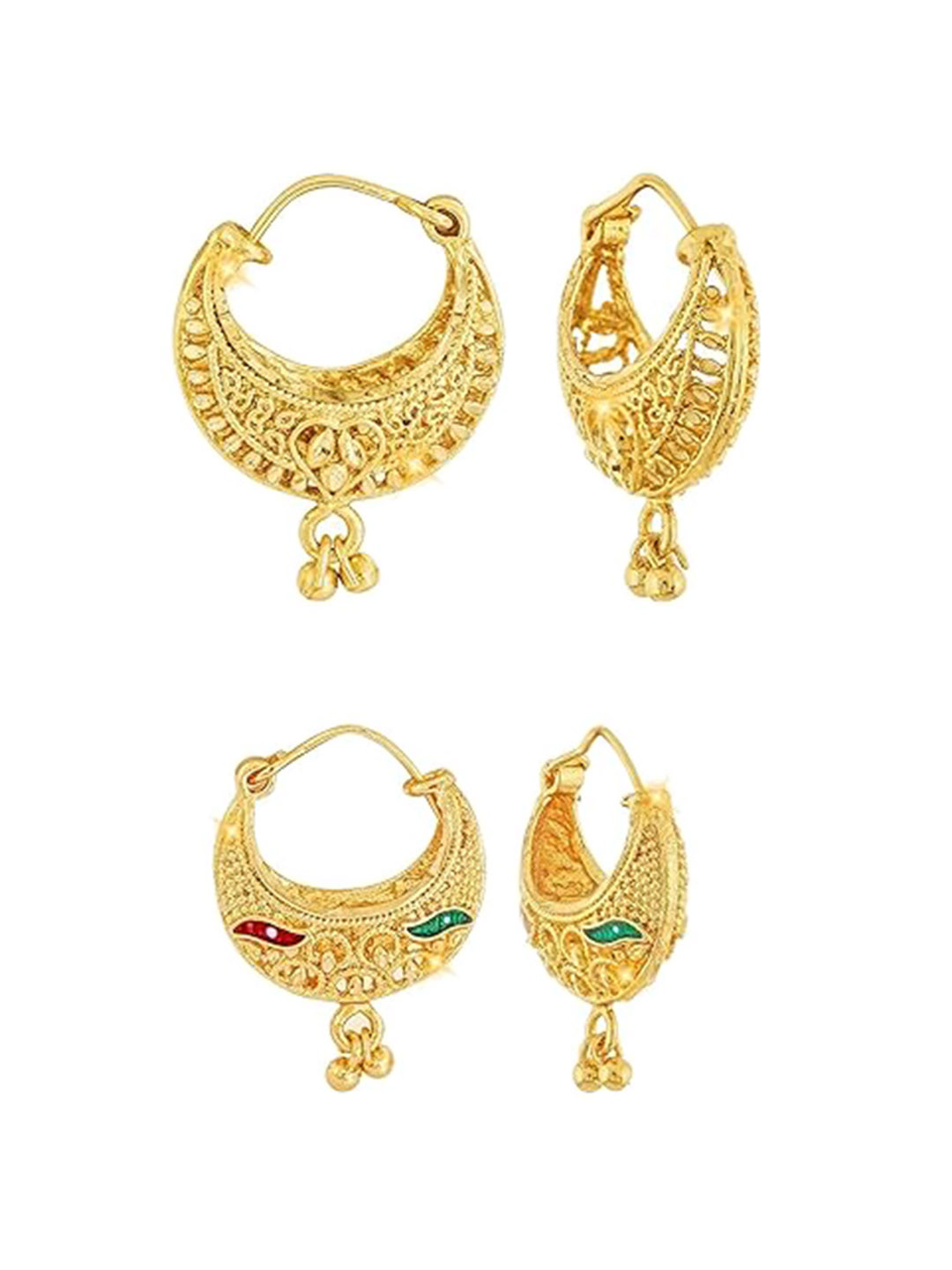 

Vighnaharta Set Of 2 Gold-Plated Contemporary Hoop Earrings