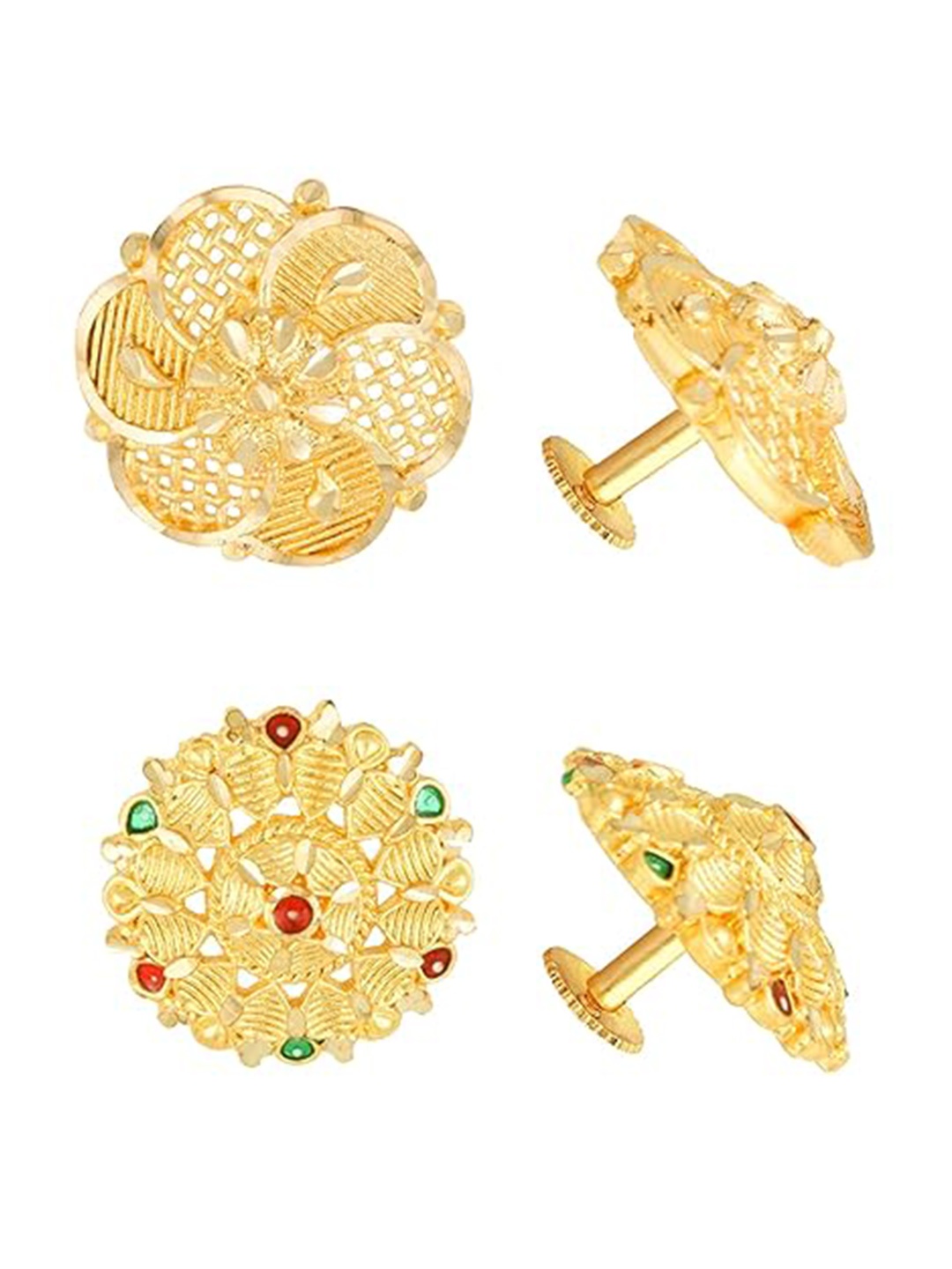 

Vighnaharta Set Of 2 Gold-Plated Contemporary Studs Earrings