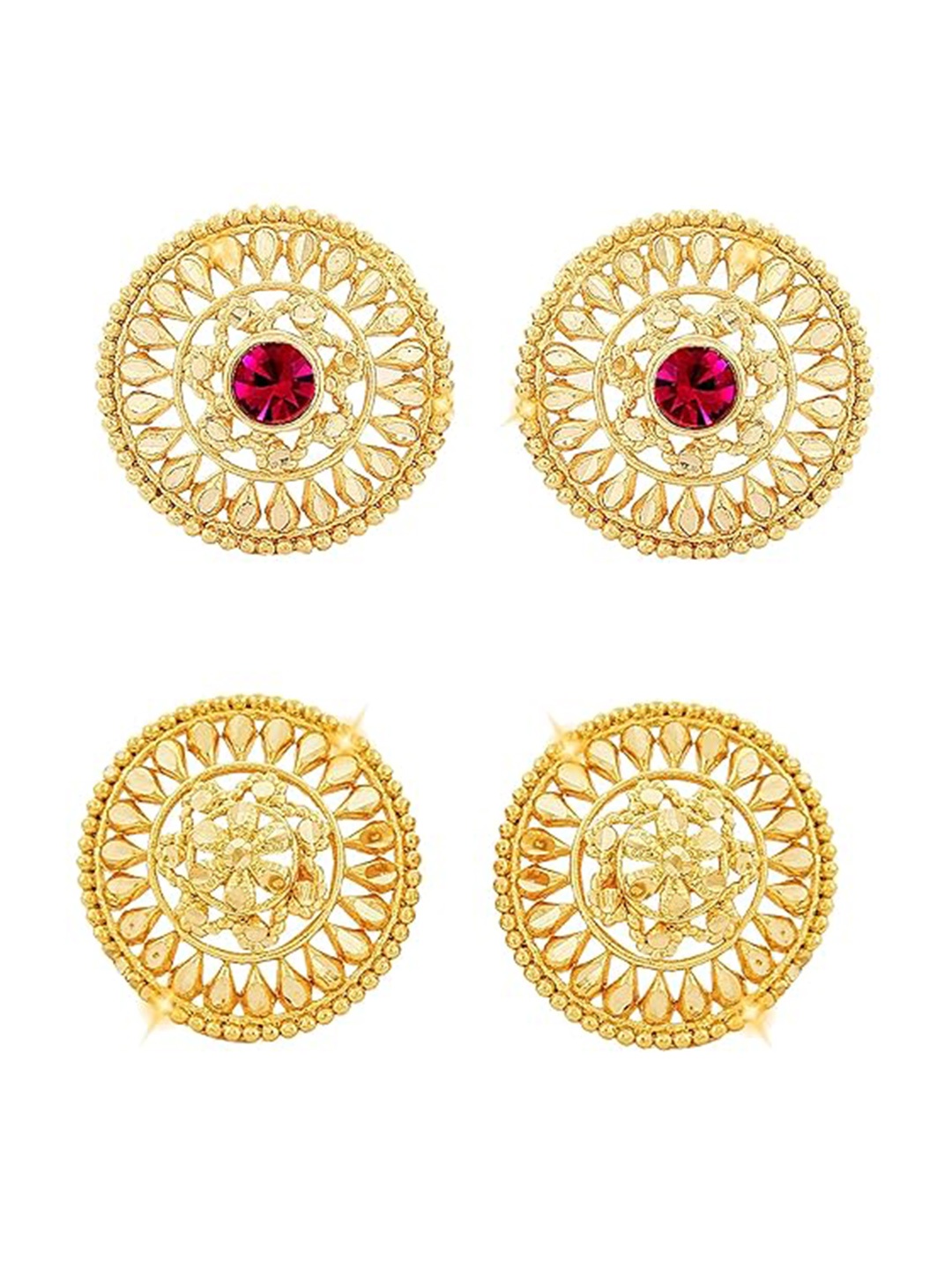 

Vighnaharta Set Of 2 Gold-Plated Contemporary Studs