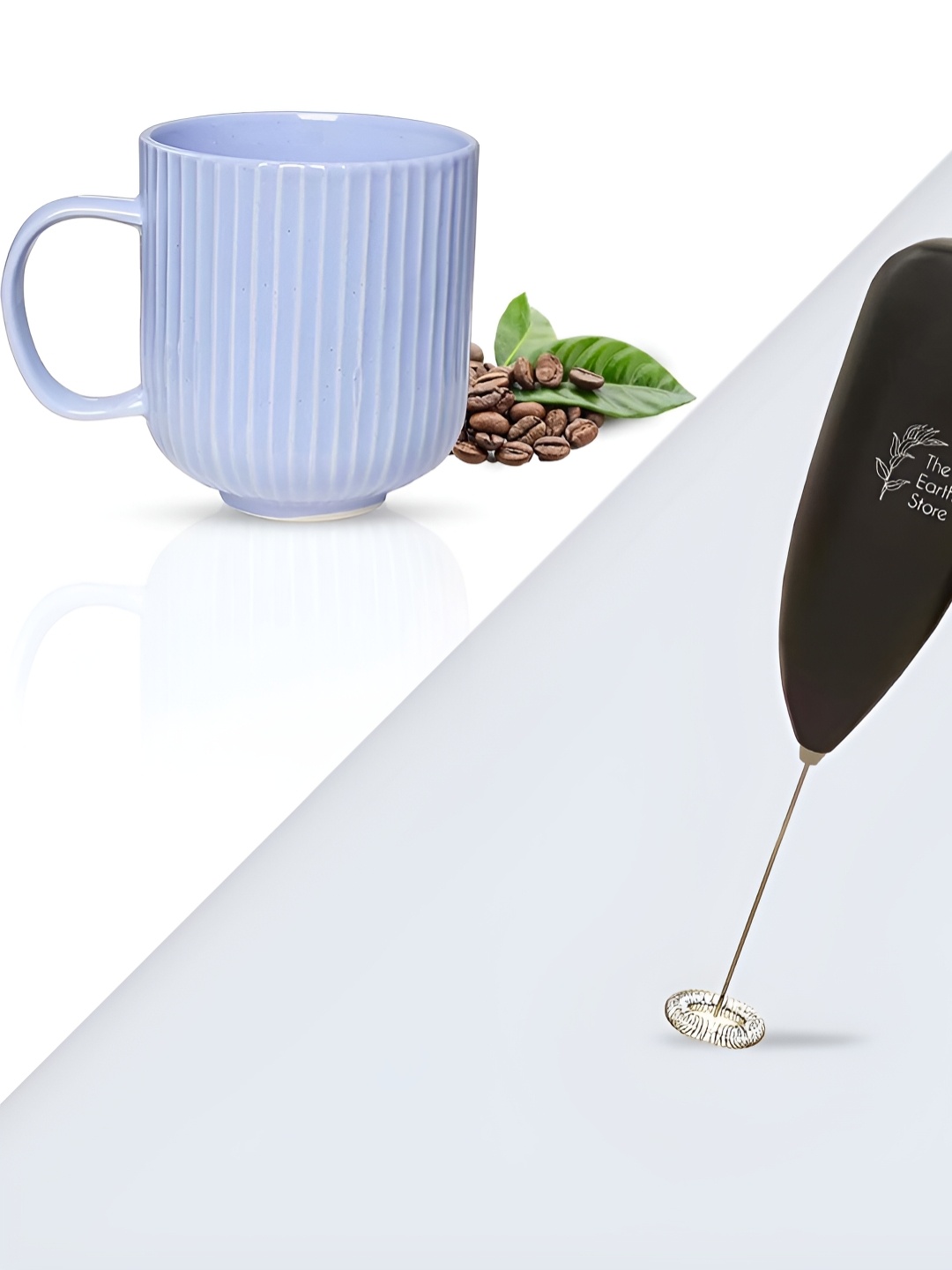 

The Earth Store Blue Textured Ceramic Matte Mug with Frother 330 ml