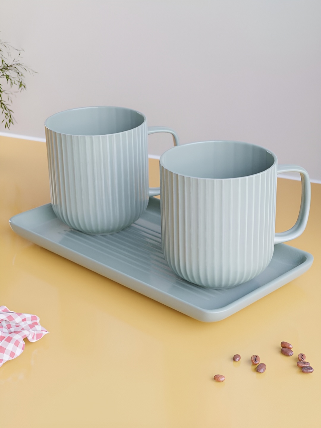 

The Earth Store Grey 3 Pieces Textured Ceramic Matte Mug & Trey 300 ml