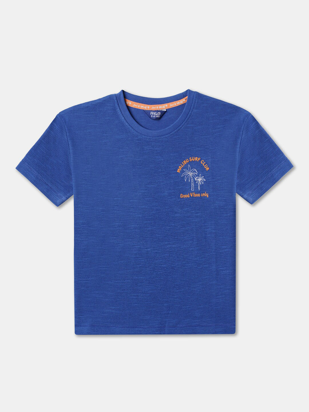 

R&B Boys Round Neck Cotton T-shirt, Blue