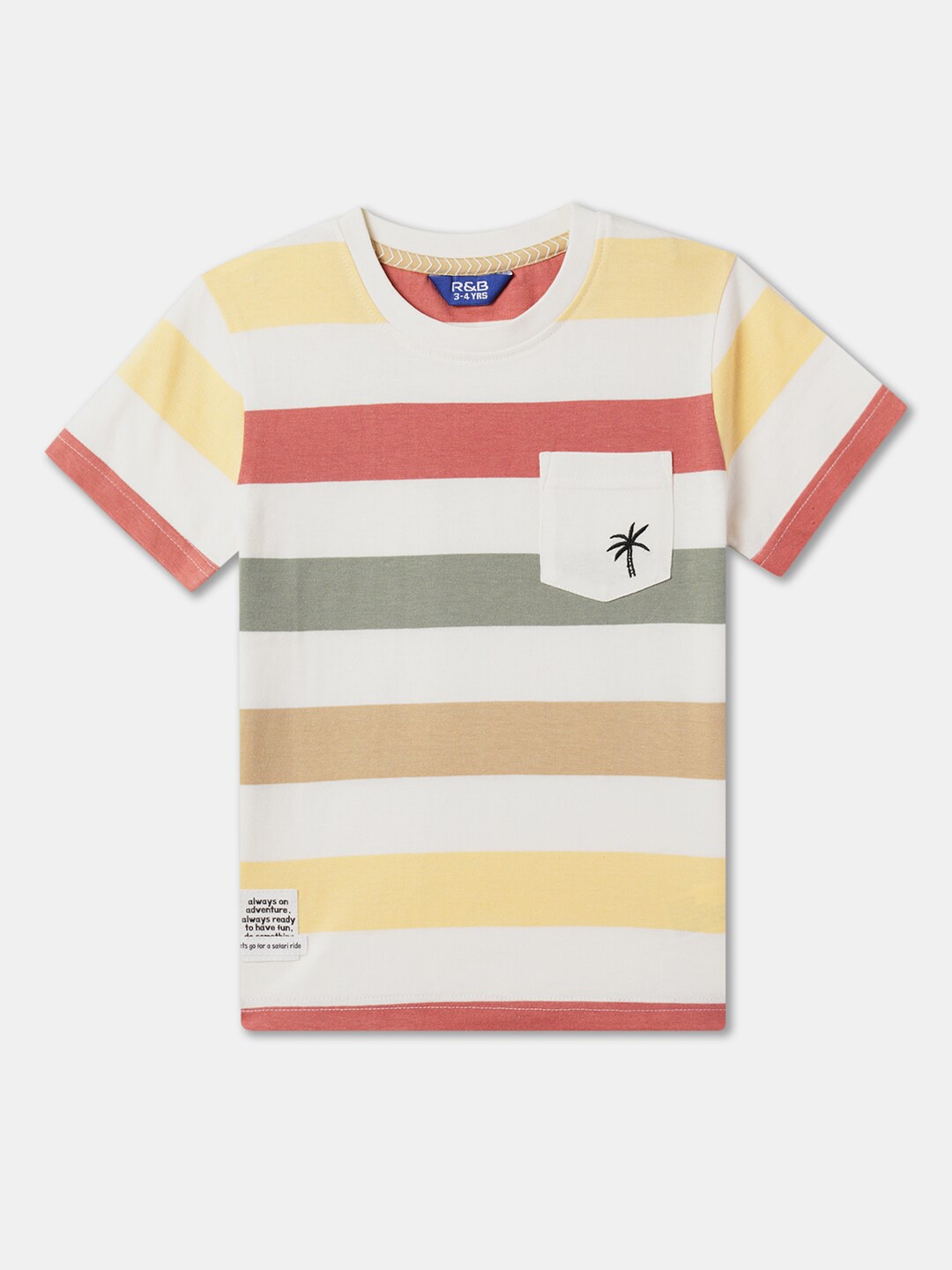 

R&B Boys Striped Cotton T-shirt, White