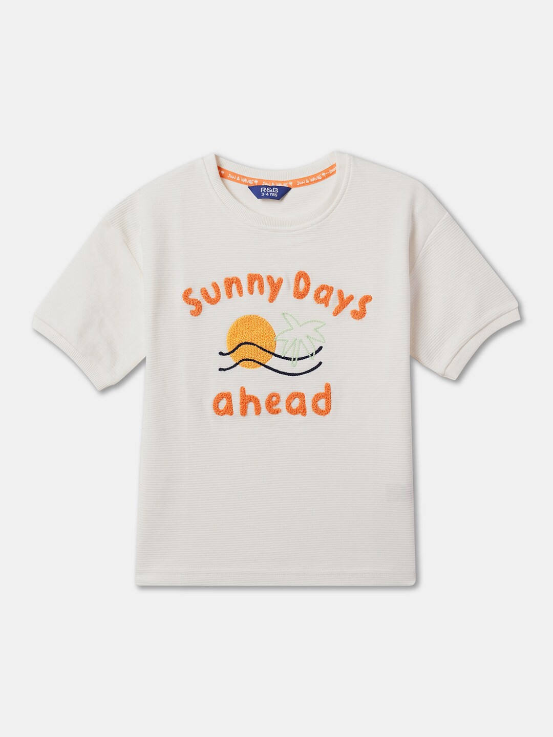 

R&B Boys Graphic Printed Cotton T-shirt, White
