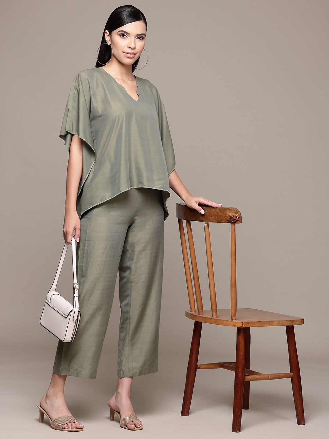 

aarke Ritu Kumar Regular Top with Palazzos, Olive