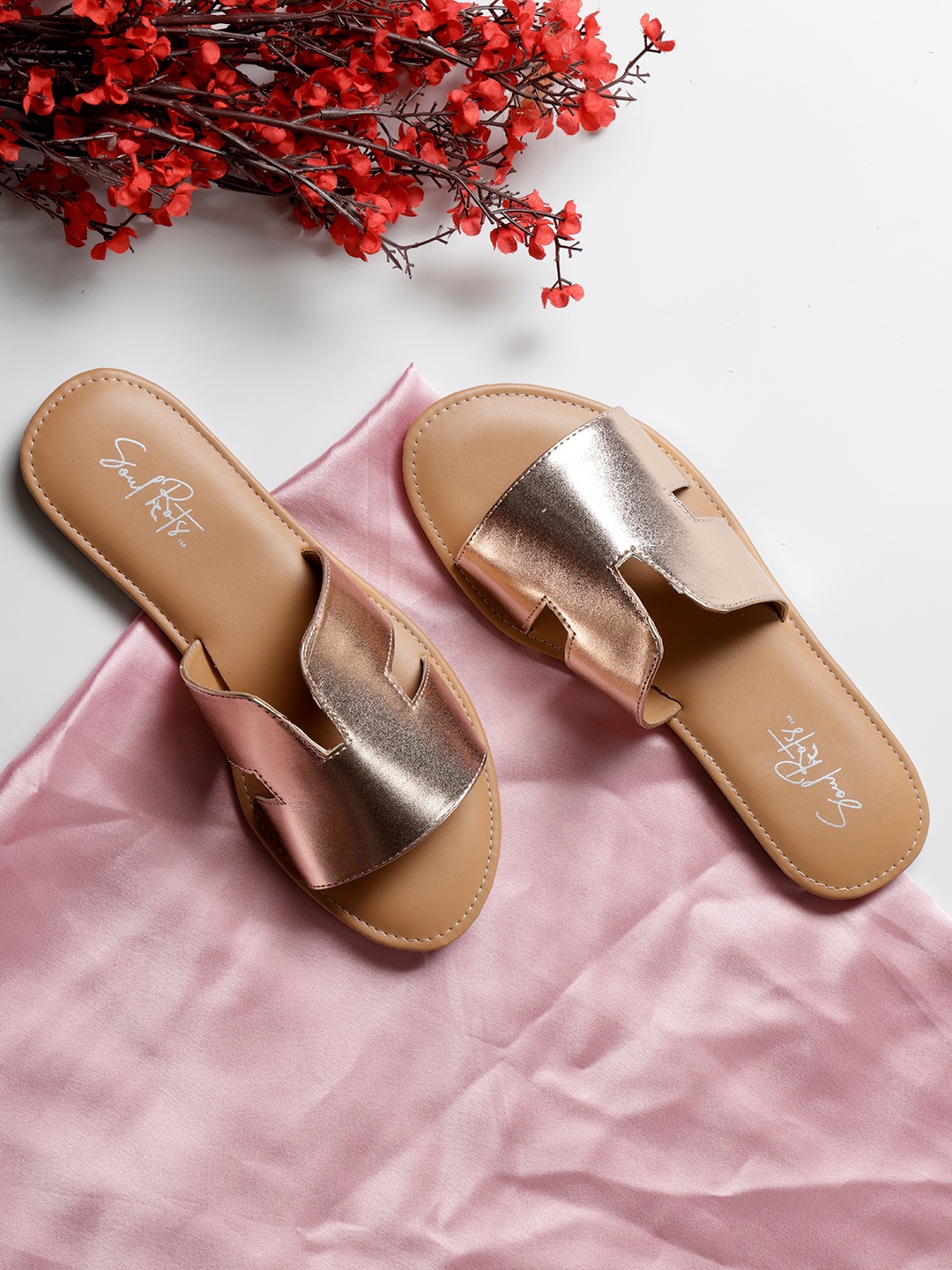 

Soul Roots Open Toe Slip-On Flats, Rose gold