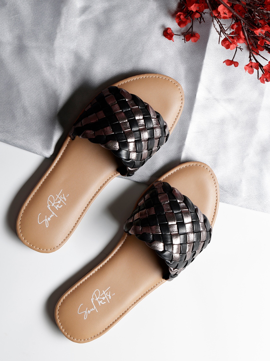 

Soul Roots Open Toe Slip-On Flats, Black