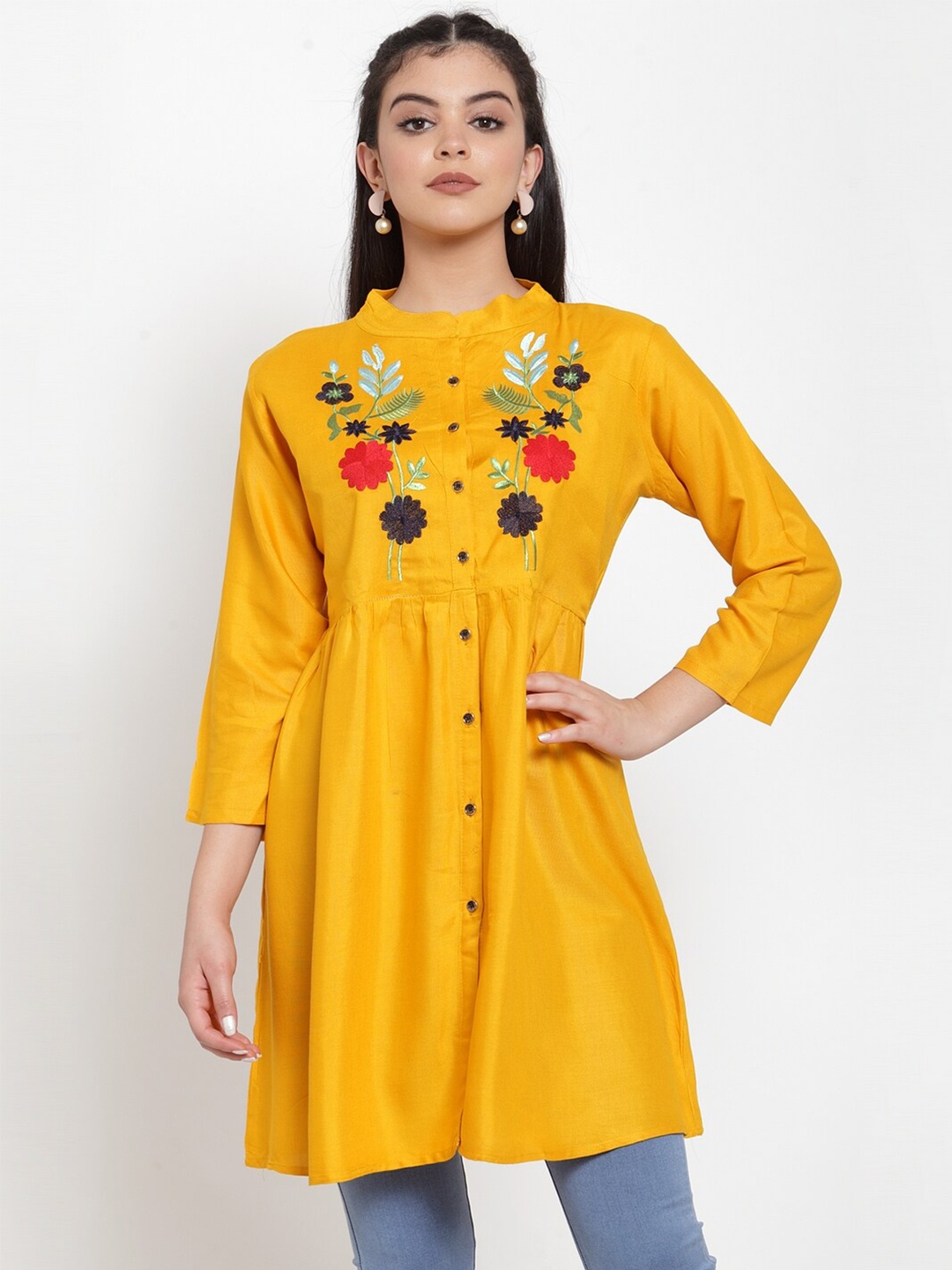 

Miaz Lifestyle Floral Print Cold-Shoulder Blouson Top, Yellow
