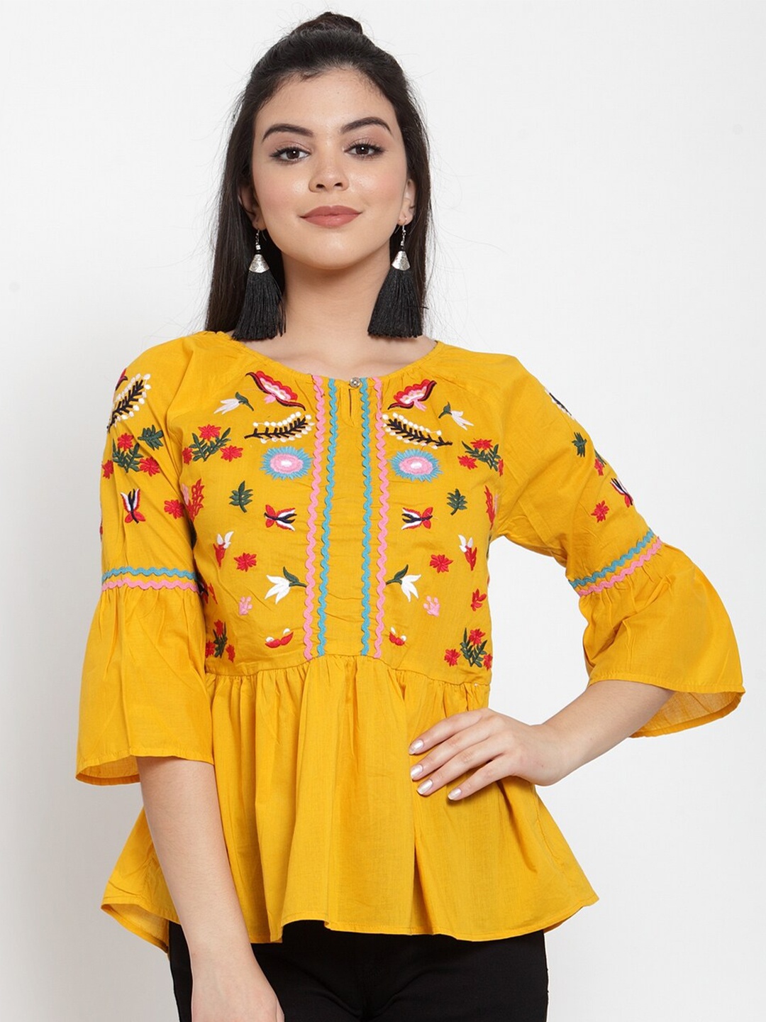 

Miaz Lifestyle Floral Print Top, Mustard
