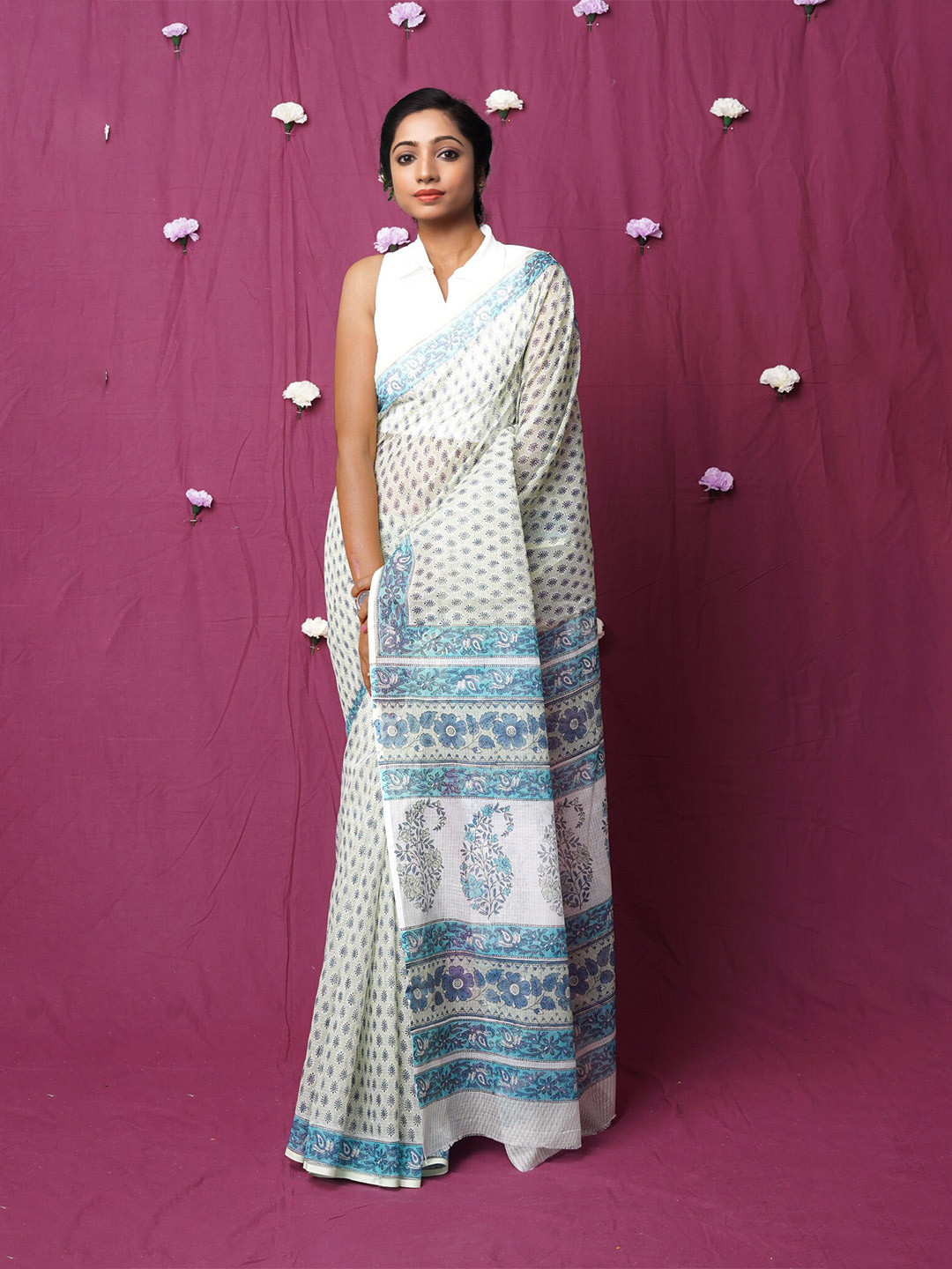 

Unnati Silks Floral Silk Cotton Kota Saree, Green